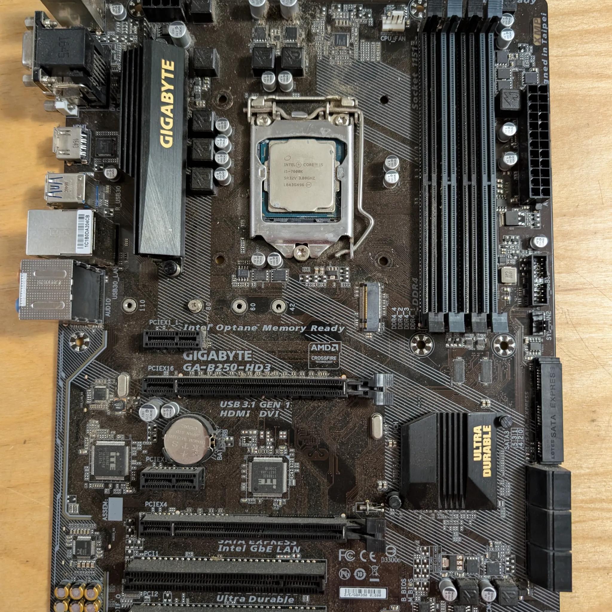 Intel Core i5 7600K + Gigabyte B250 motherboard