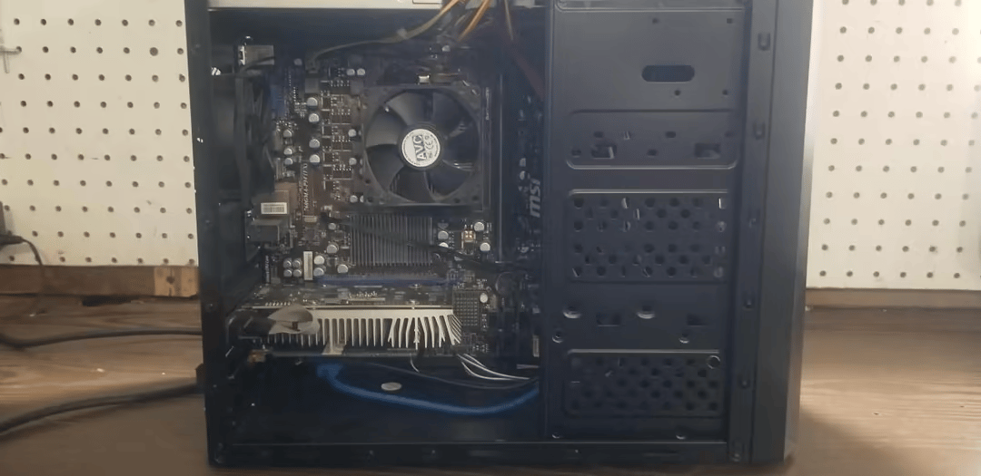 budget gaming pc. black with blue led.