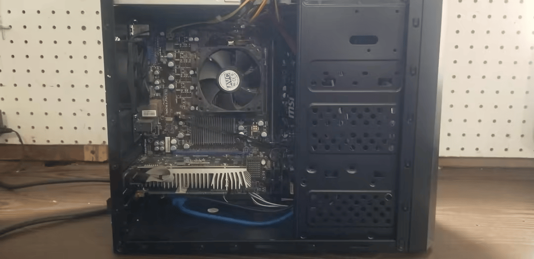 budget gaming pc. black with blue led.