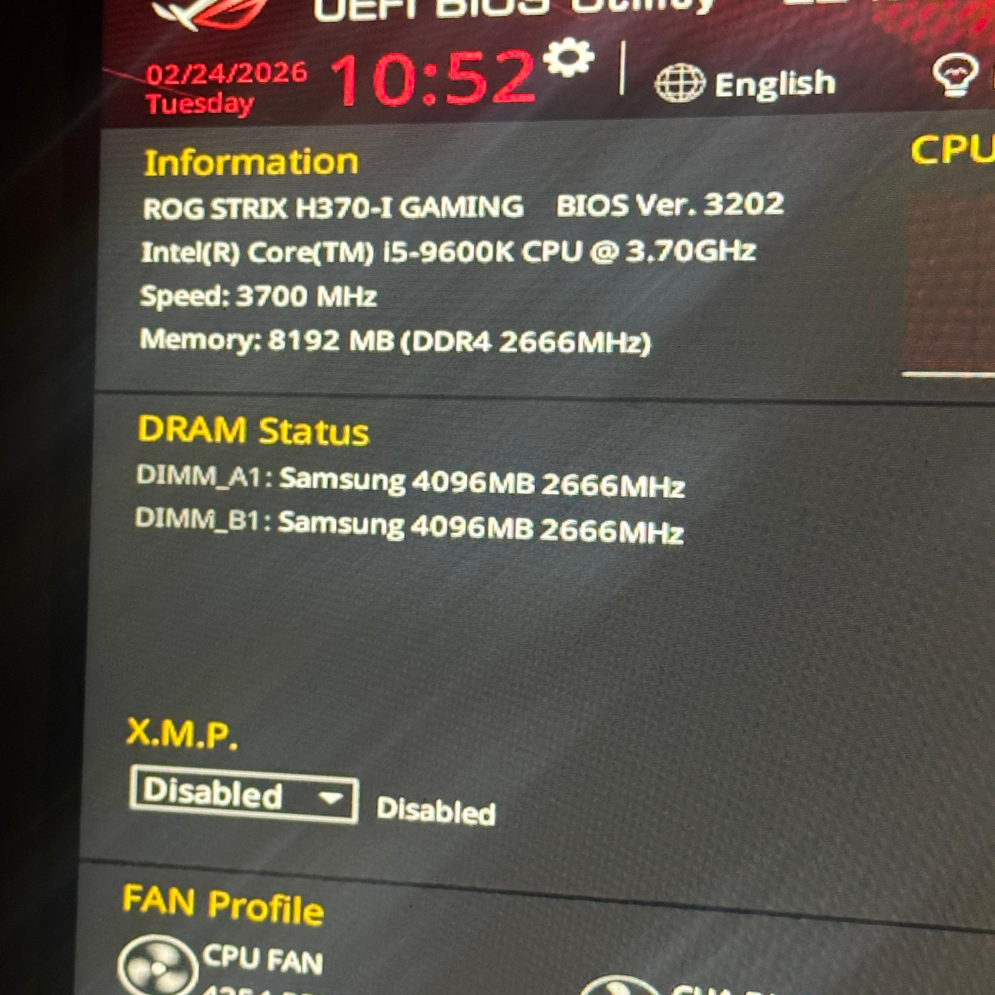 Intel i5 9600k + H370-I Asus rog strix + notua cooler