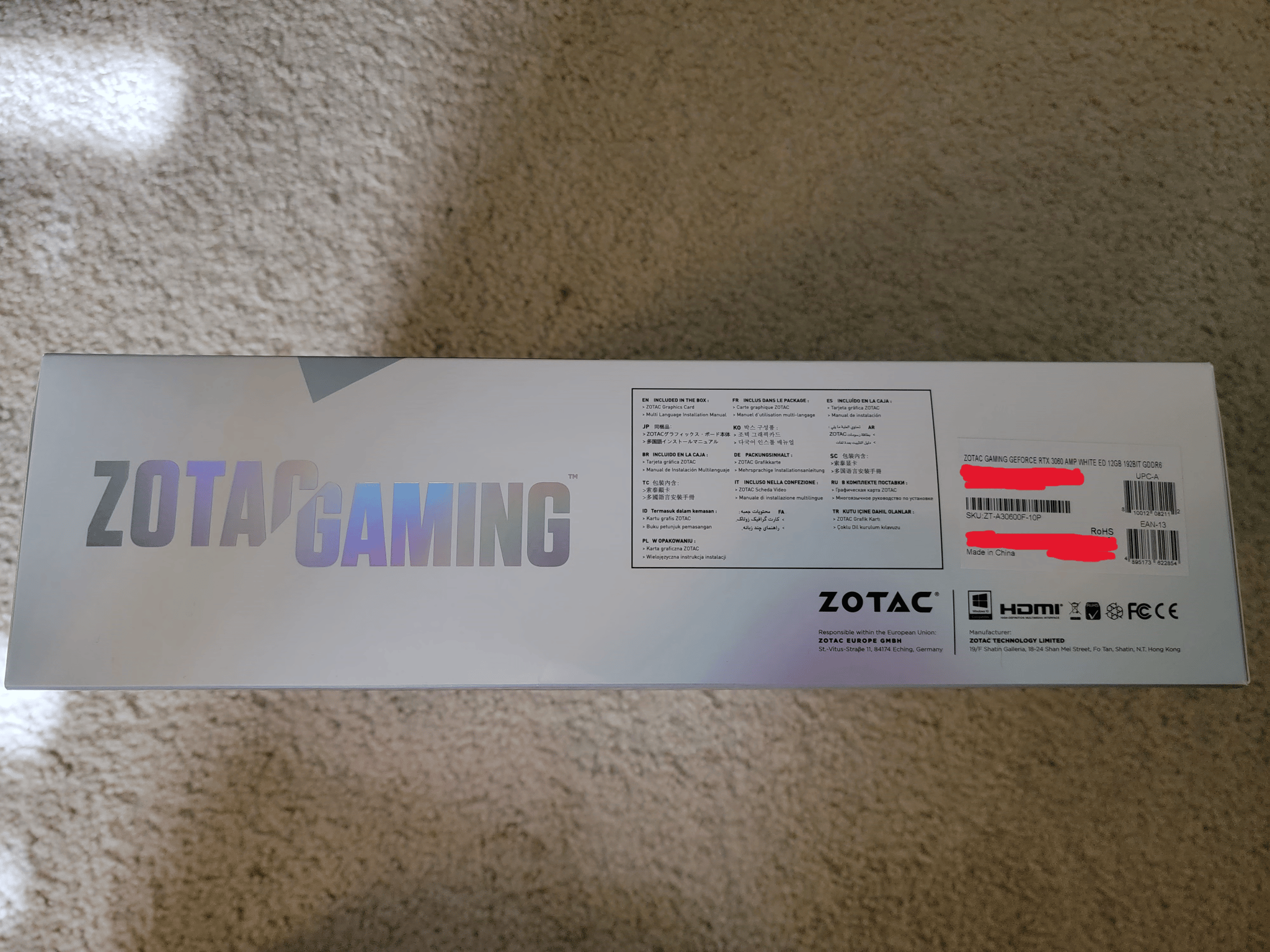 Zotac Gaming RTX 3060 12GB GDDR6 AMP White Edition LHR Like New With Original Box