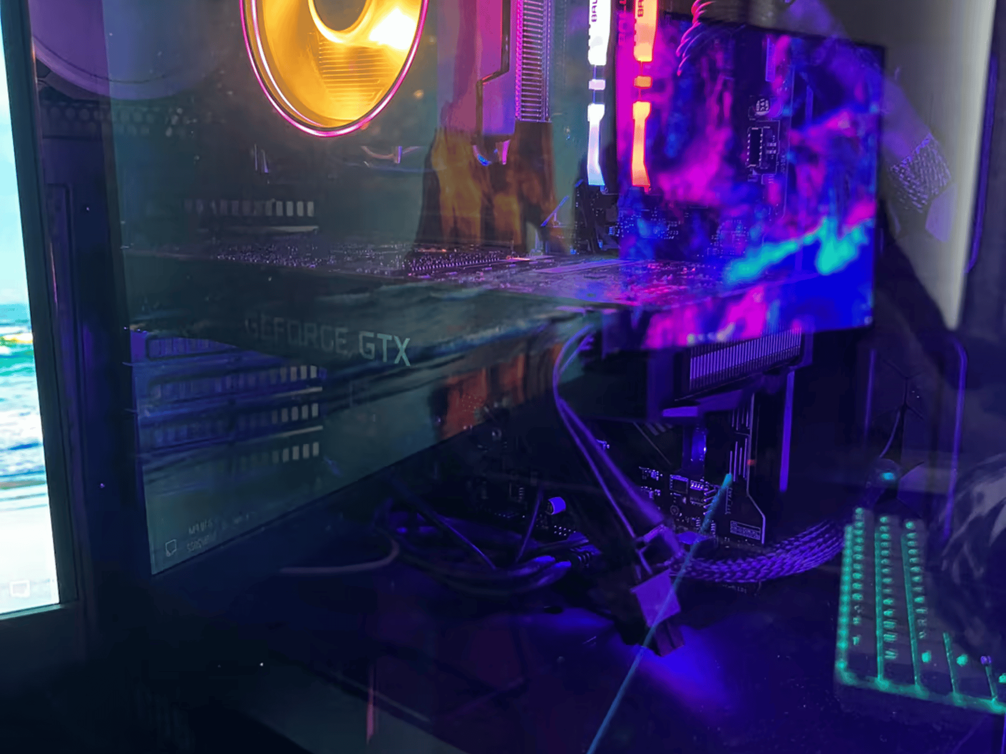 Full Custom Gaming Setup, PC, 2 Monitors, Keyboard, Wireless Mouse with Charging Dock and Mousepad