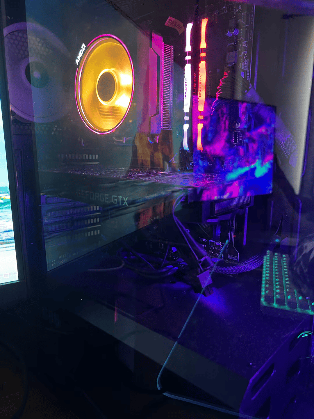 Full Custom Gaming Setup, PC, 2 Monitors, Keyboard, Wireless Mouse with Charging Dock and Mousepad