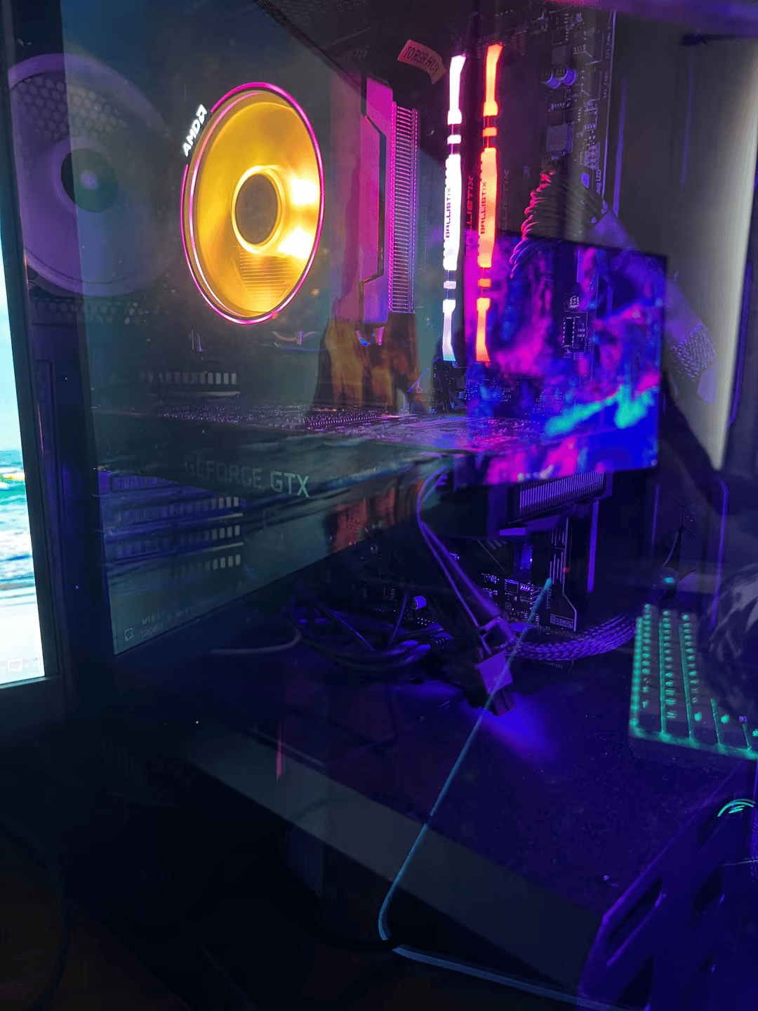 Full Custom Gaming Setup, PC, 2 Monitors, Keyboard, Wireless Mouse with Charging Dock and Mousepad