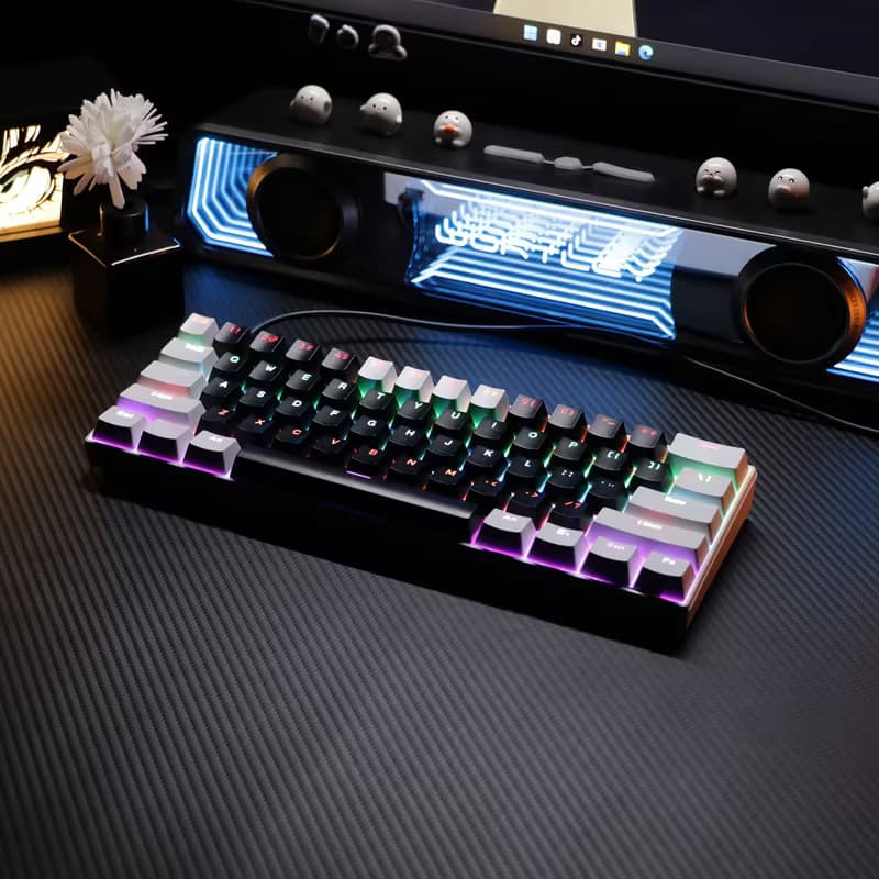 NEW Kavlorn KL61 60% Mechanical Gaming Keyboard 61 Key RGB Backlit White Black USB