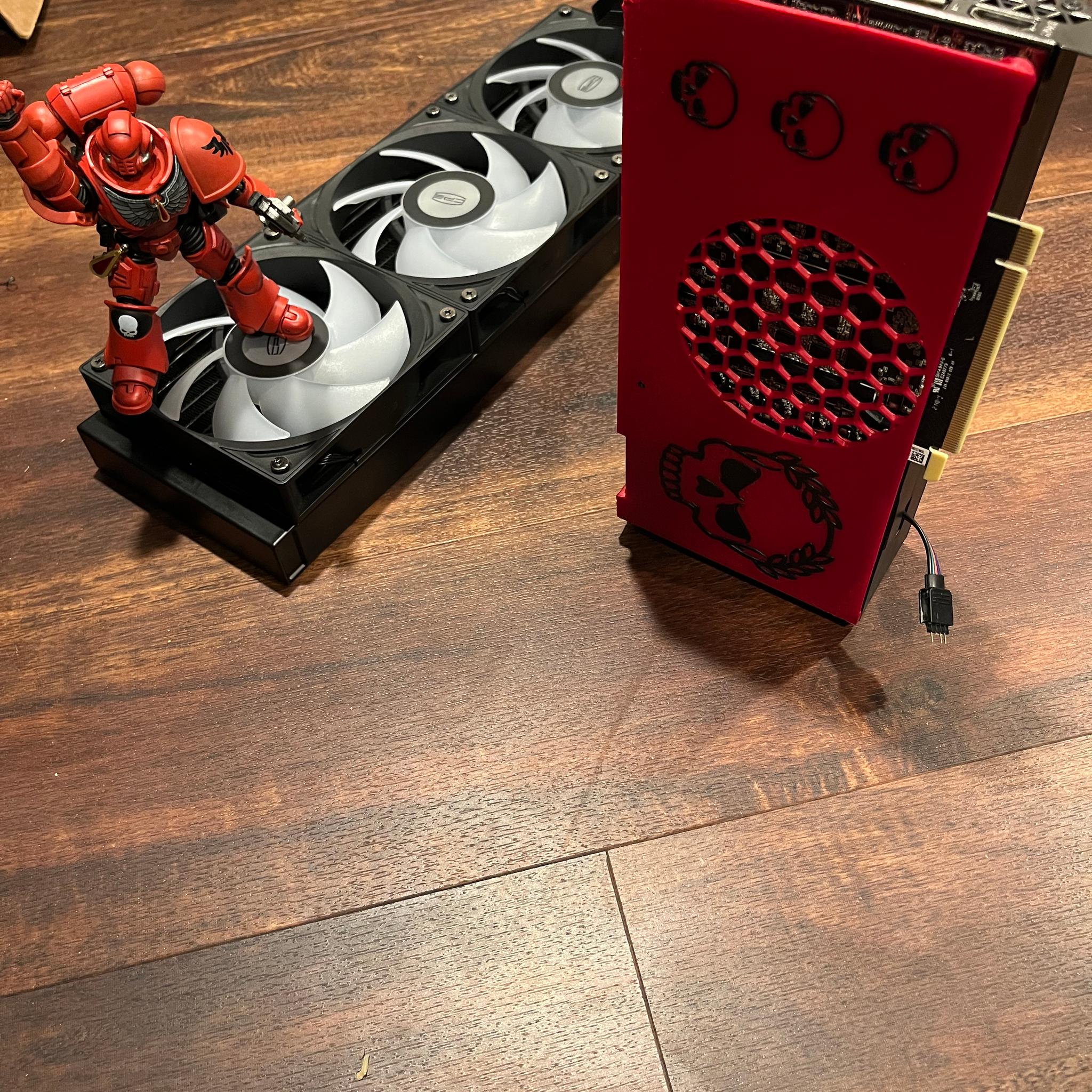 GRIMDARK 3080 7600X3D GAMING PC w/ Warhammer 40K Action Figure - Dual AIO Watercooled - UNIQUE