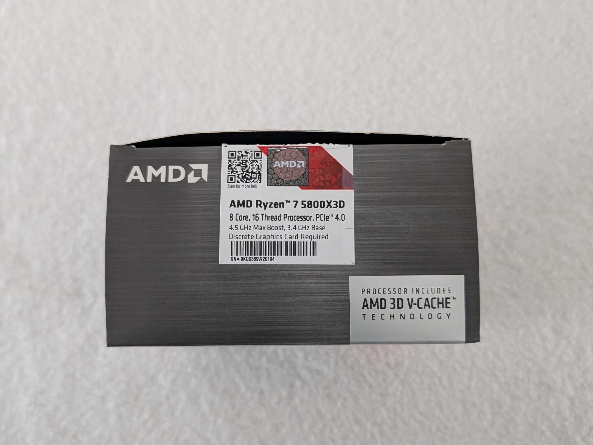 AMD Ryzen 7 5800X3D, 3.4 GHz 8 cores / 16 thread
