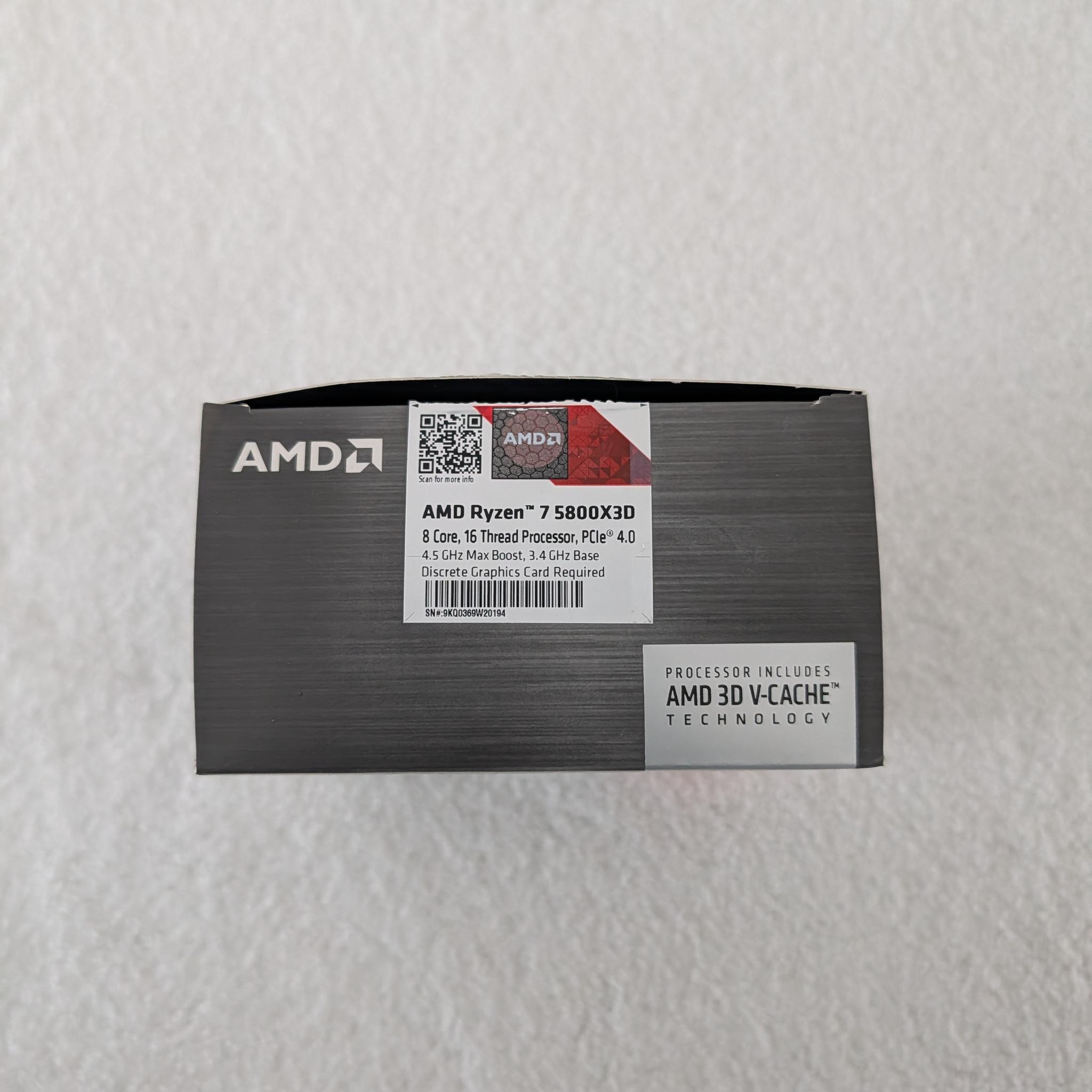 AMD Ryzen 7 5800X3D, 3.4 GHz 8 cores / 16 thread