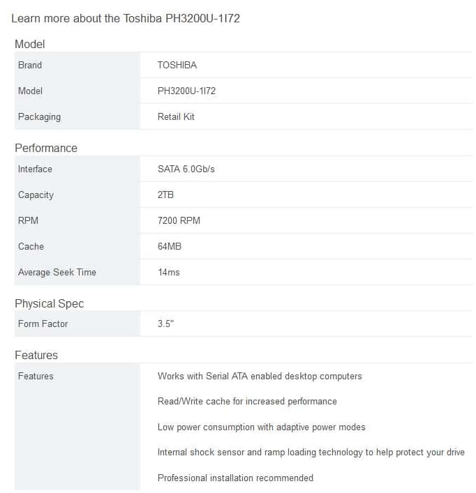 Brand NEW TOSHIBA 2TB Hard Drive 7200 RPM 64MB (Rebranded Hitachi)