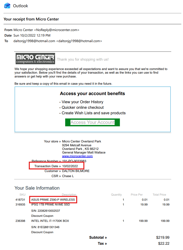 Asus PRIME Z590-P WiFi Motherboard