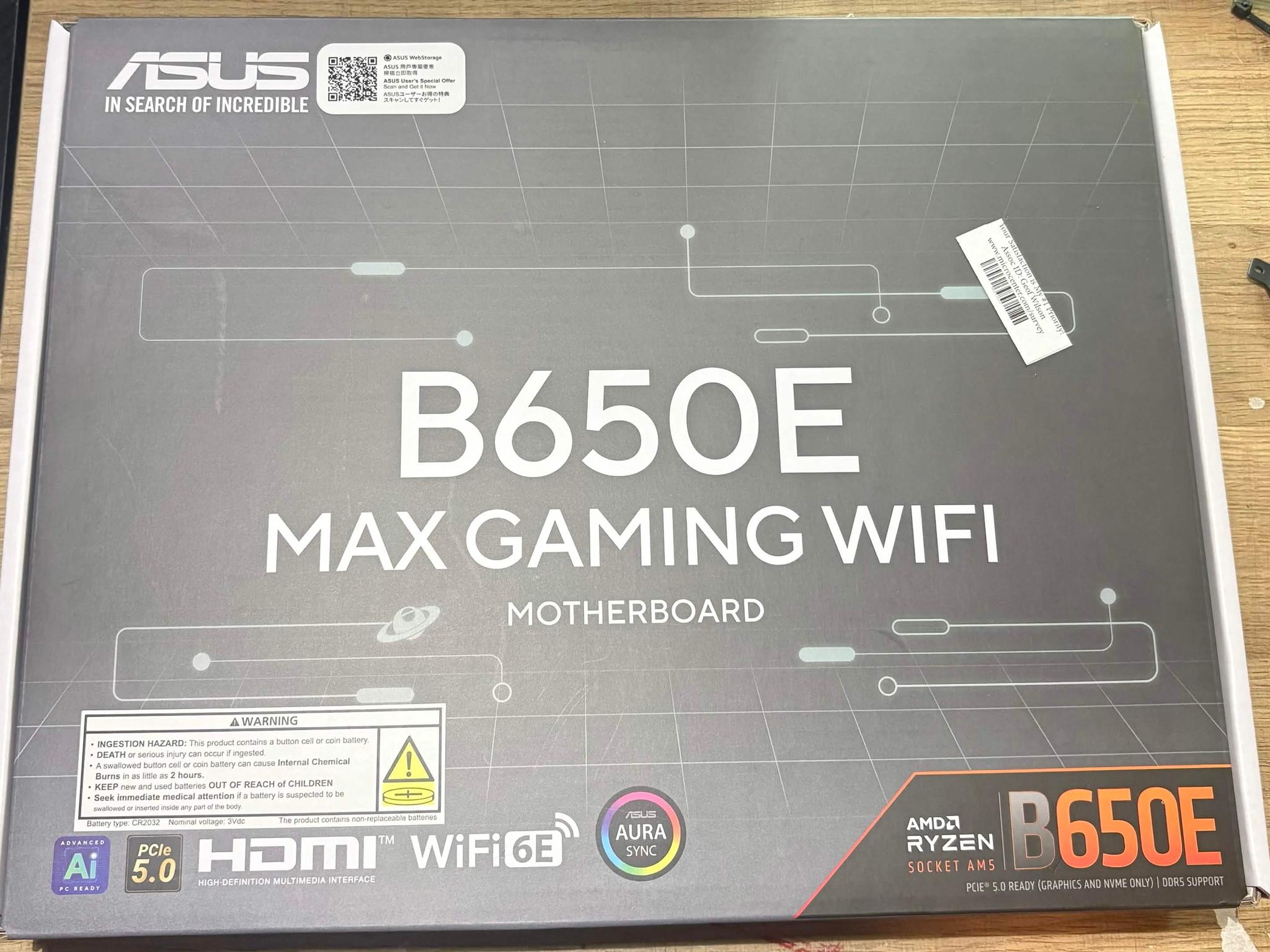 ASUS B650E Max Gaming WiFi AM5 ATX Motherboard | DDR5 | PCIe 5.0 | WiFi 6E