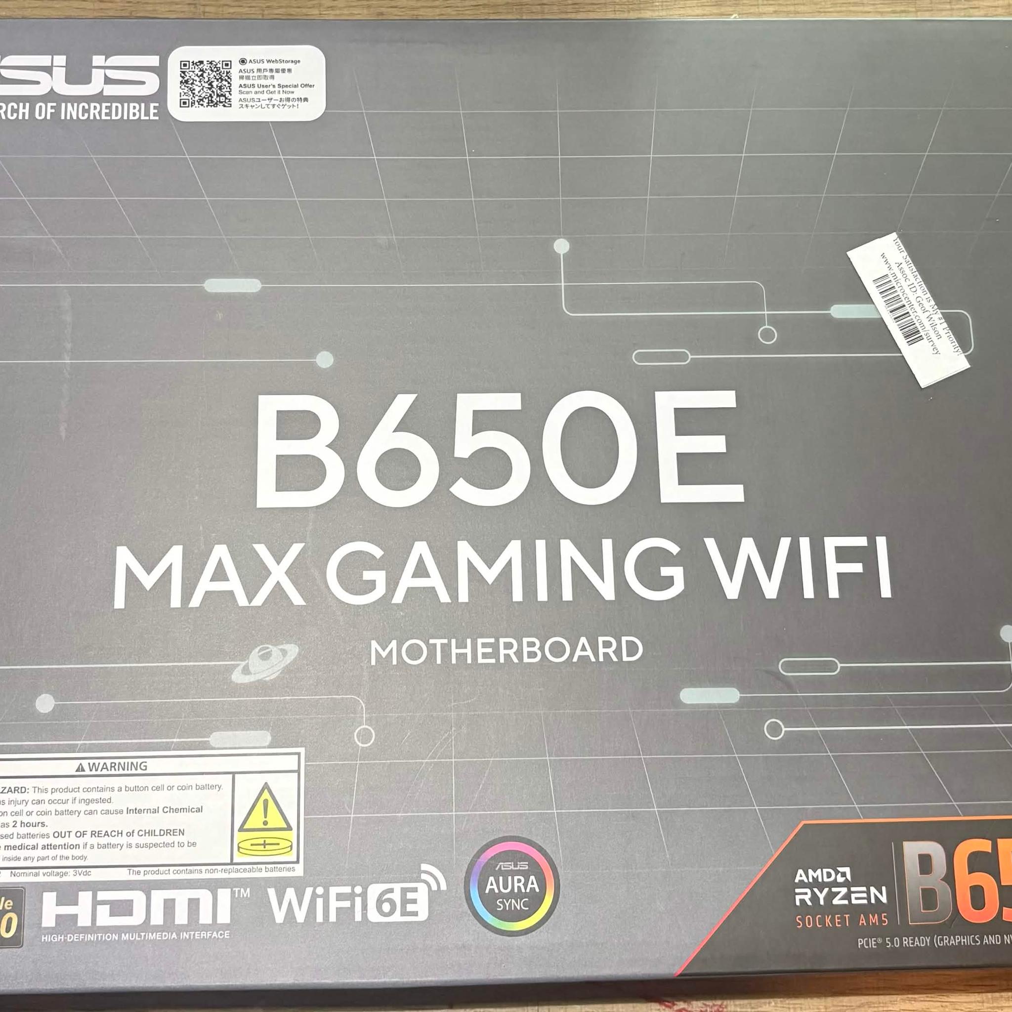 ASUS B650E Max Gaming WiFi AM5 ATX Motherboard | DDR5 | PCIe 5.0 | WiFi 6E