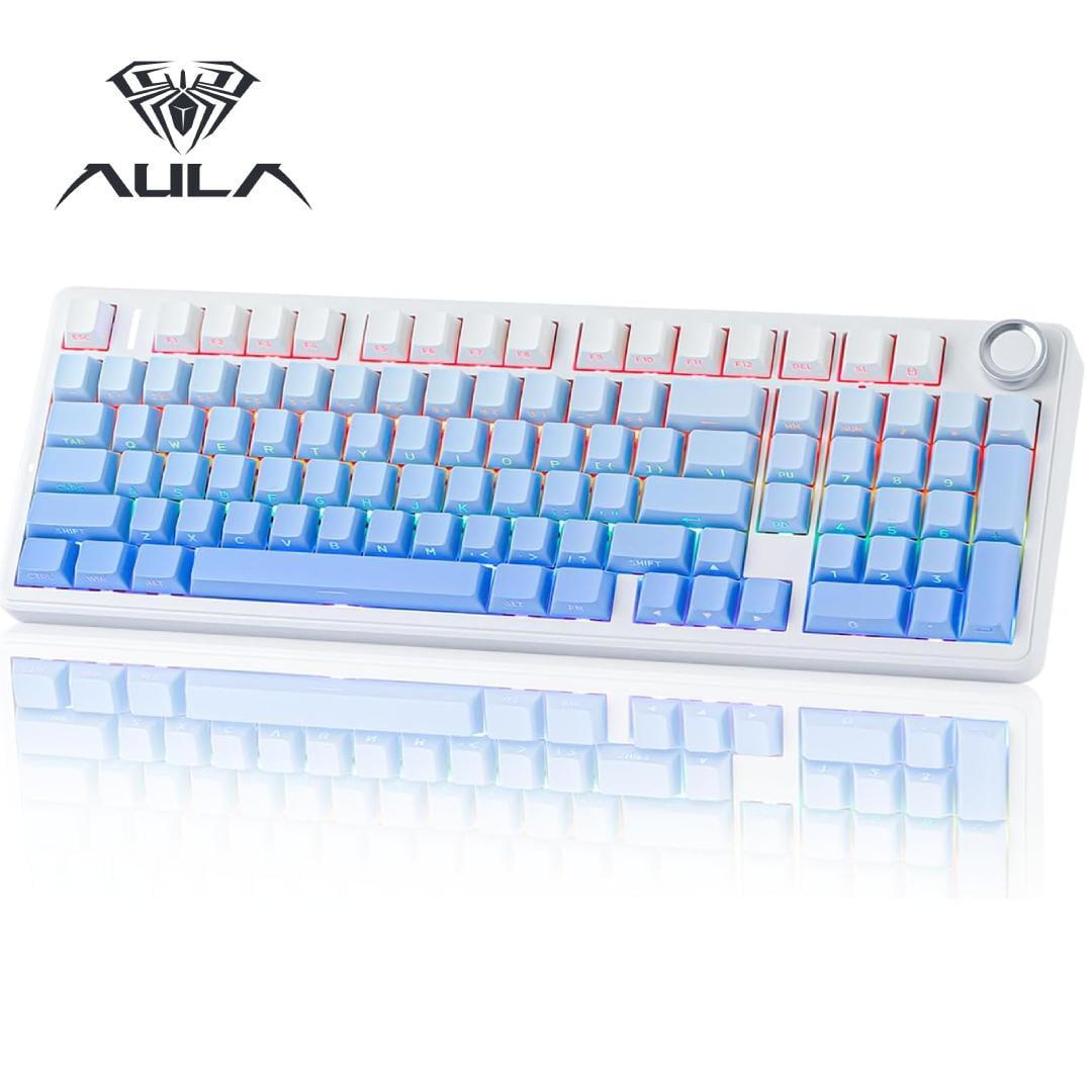 AULA F99 PRO (BRAND NEW) Gradient Blue, Wireless Mechanical 95% LEOBOG Nimbus Switches w/ Knob