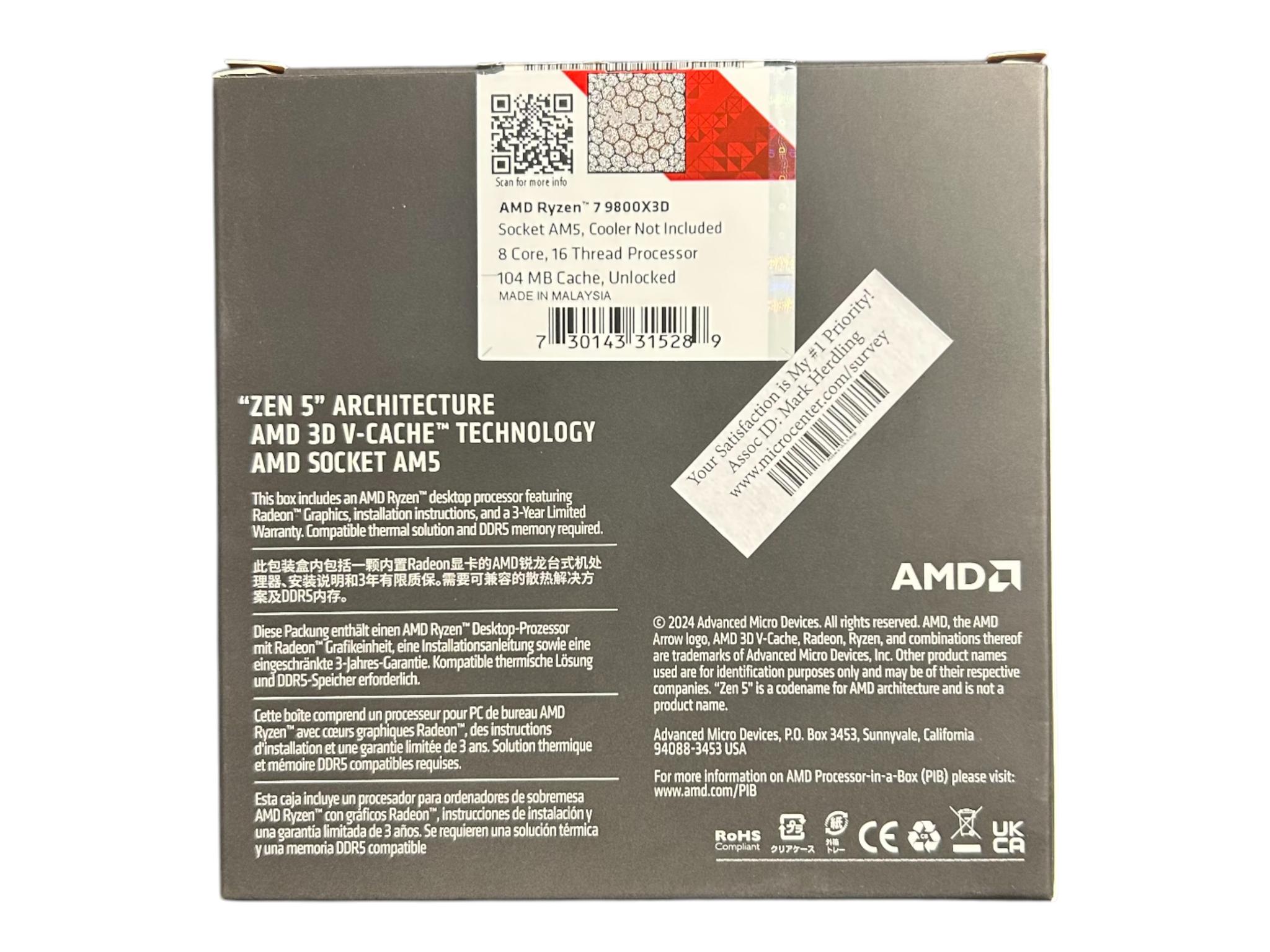 AMD Ryzen 7 9800X3D (8 Core - 16 Thread)