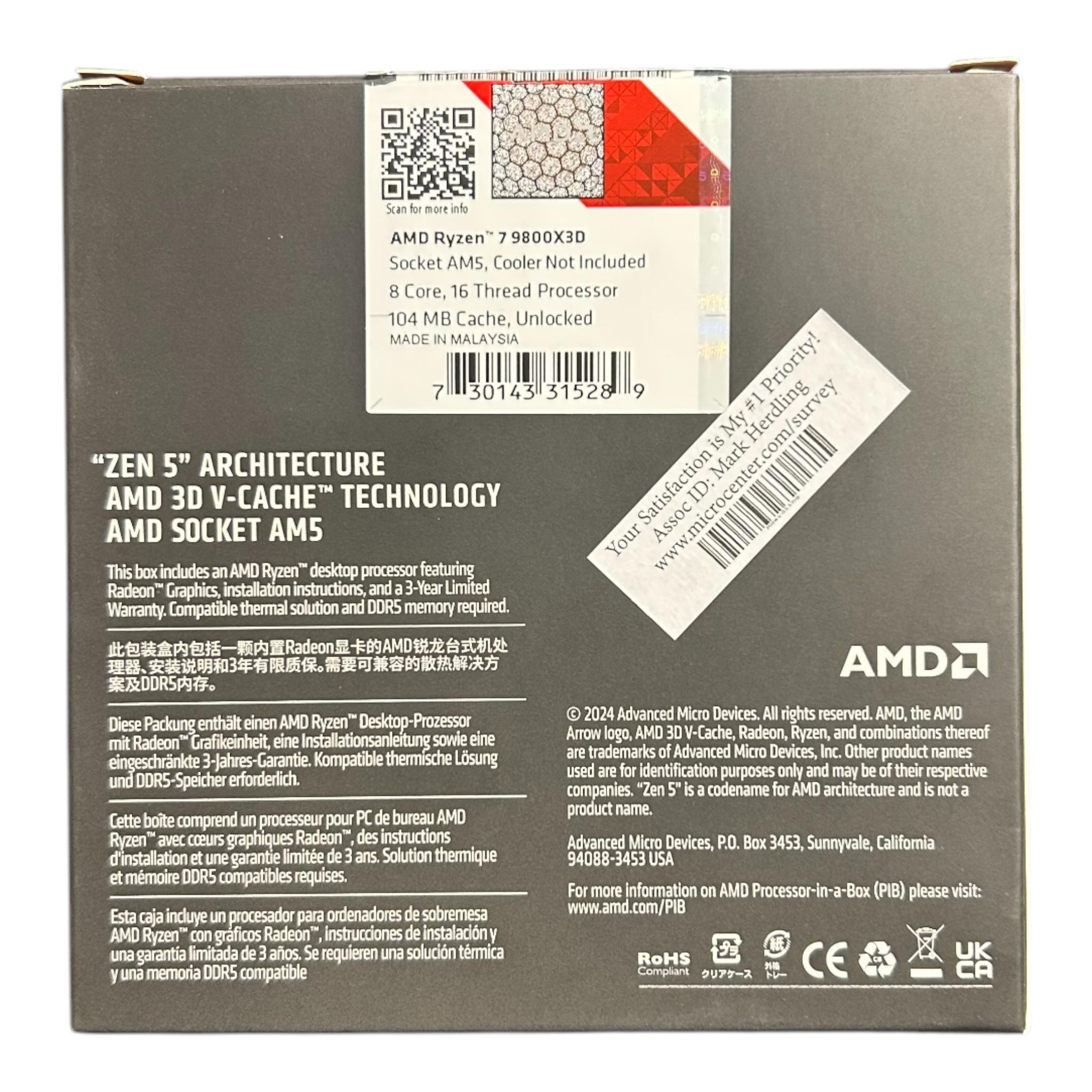 AMD Ryzen 7 9800X3D (8 Core - 16 Thread)