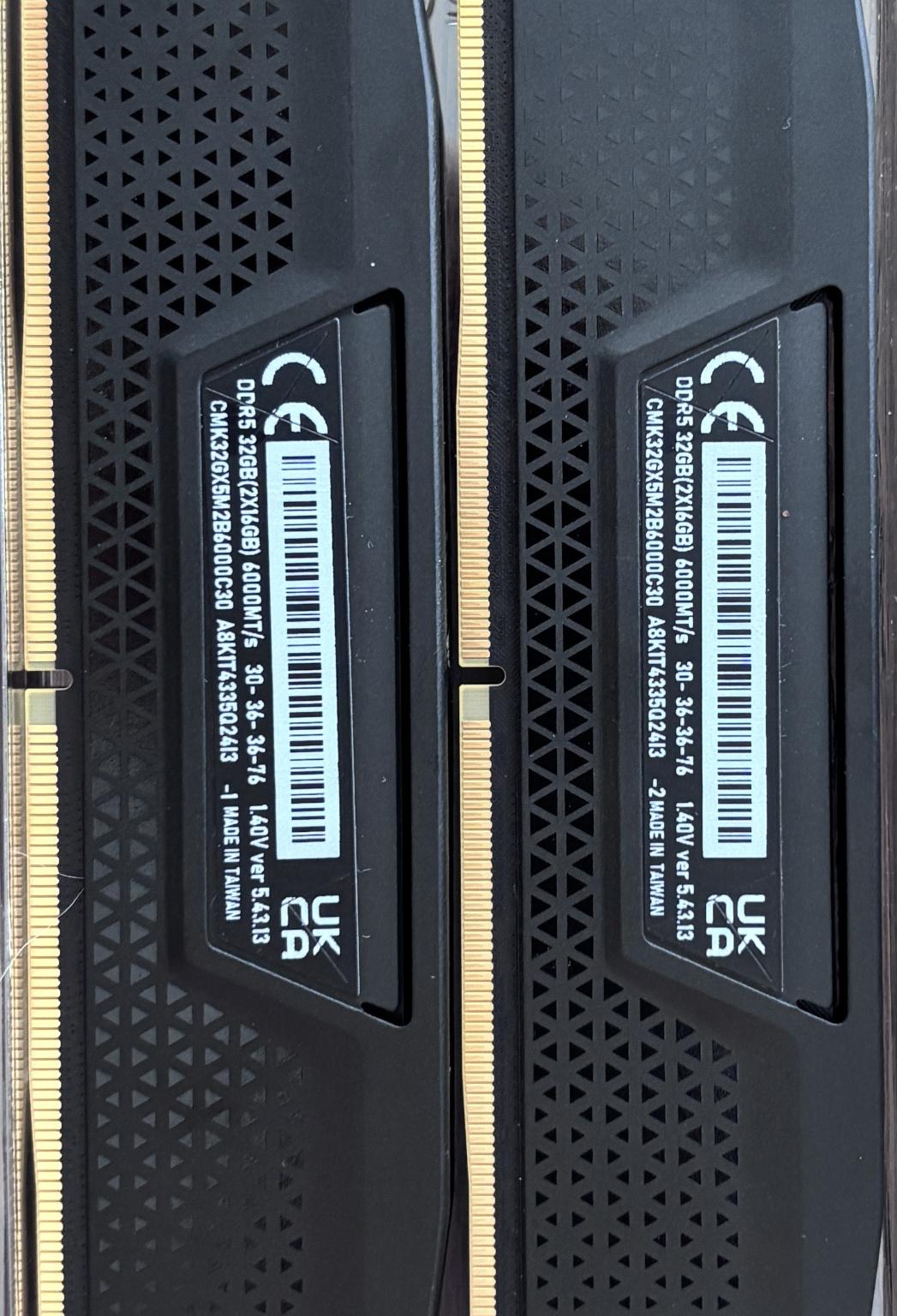 Corsair Vengeance DDR5 XMP-only 32GB (2x16) 6kMT/s 30-36-36-76 (Blk - no RGB)