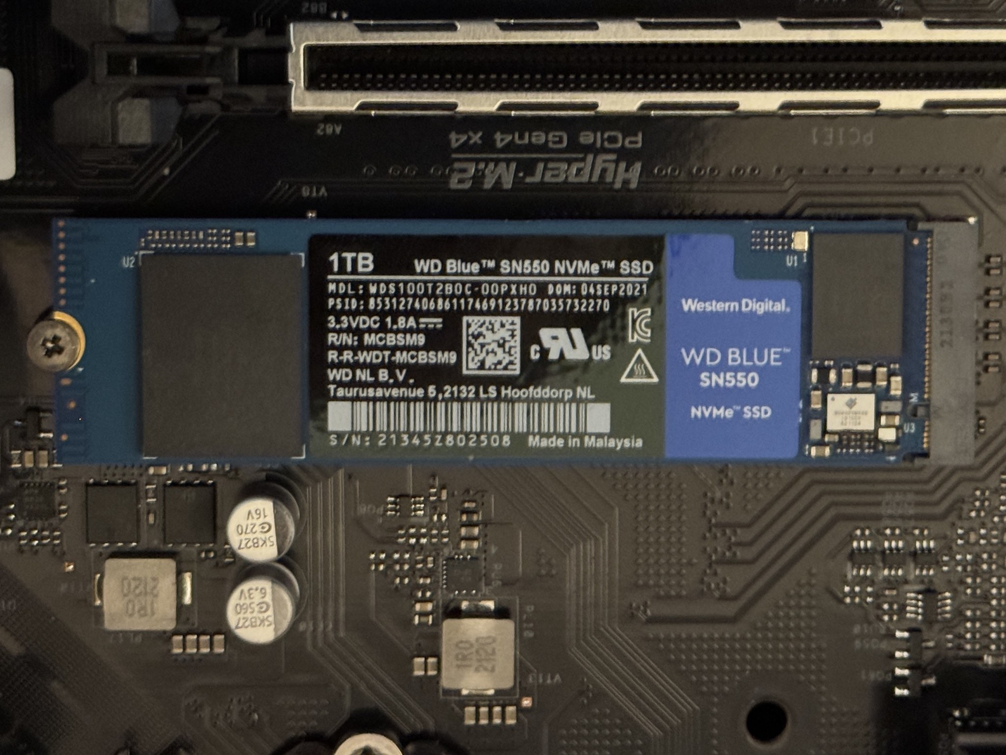 Western Digital 1TB WD Blue SN550 NVMe Internal SSD - Gen3 x4 PCIe 8Gb/s, M.2
