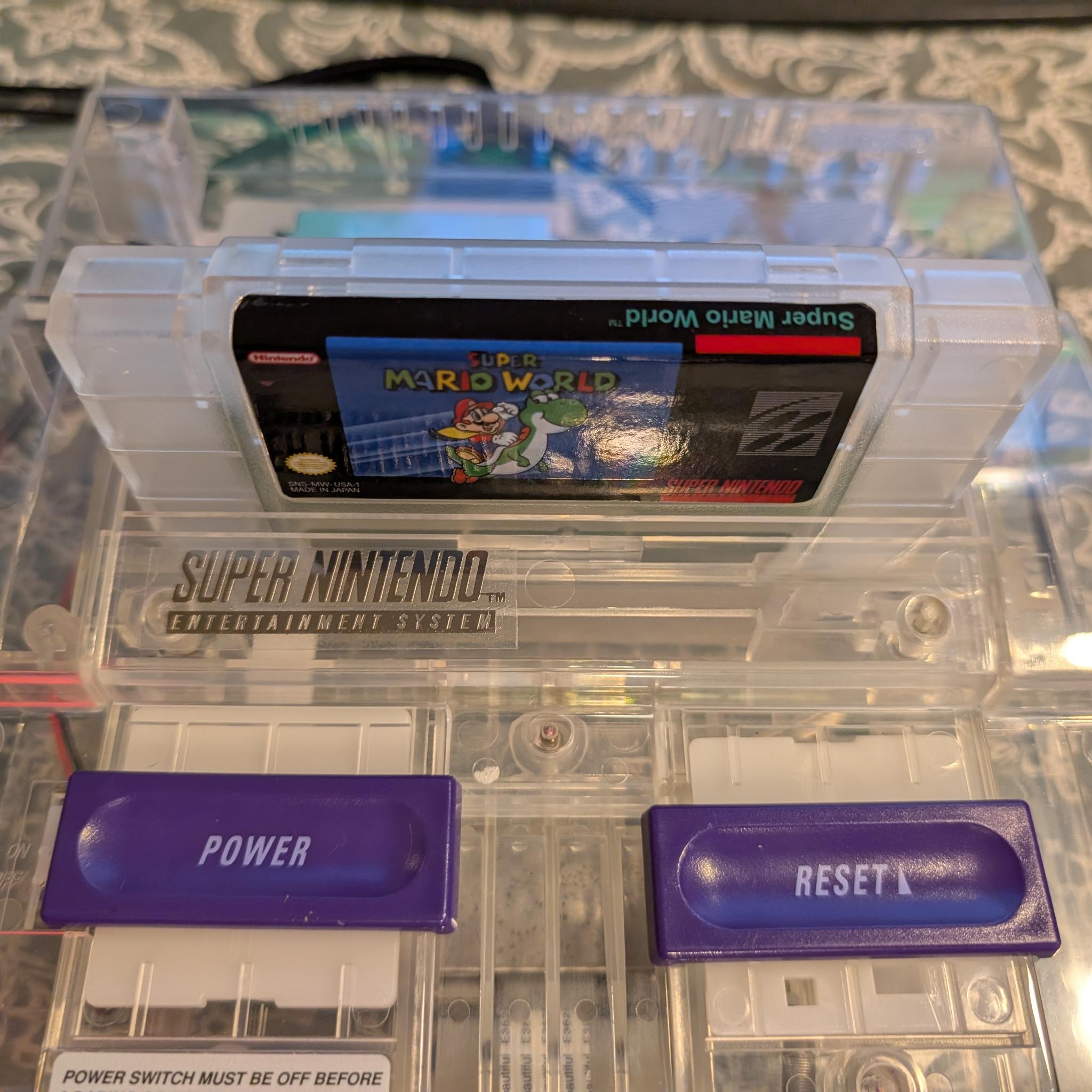 Super Nintendo SNES 1CHIP-01 Console, SMW Game, Controller, OEM AC/AV Bundle