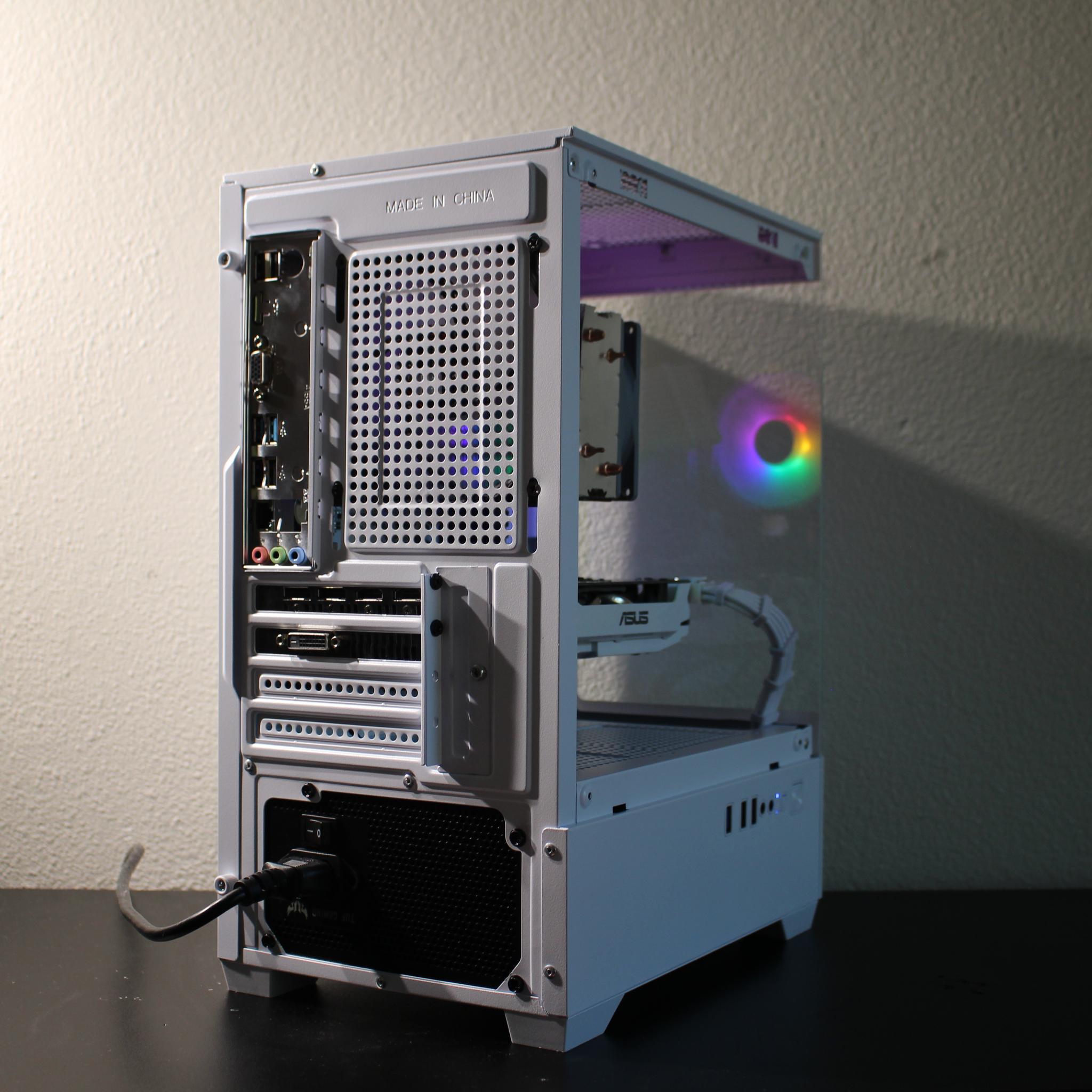 White Gaming PC | Windows 11 Pro | RX480 | R3 3100 | 512GB SSD | 16 GB RAM | WiFi and BLE