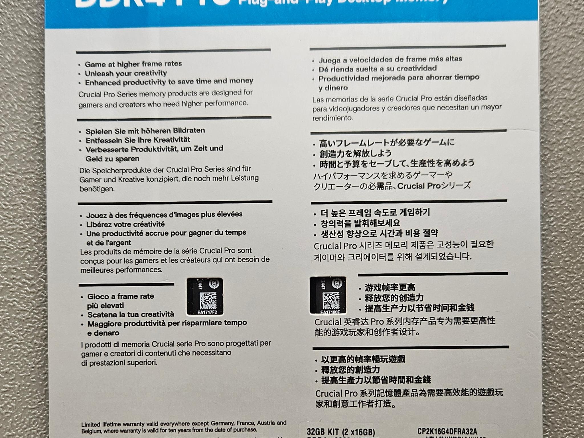 *NEW* Crucial Pro Series 32GB (16x2) 3200 Mt/s DDR4 RAM