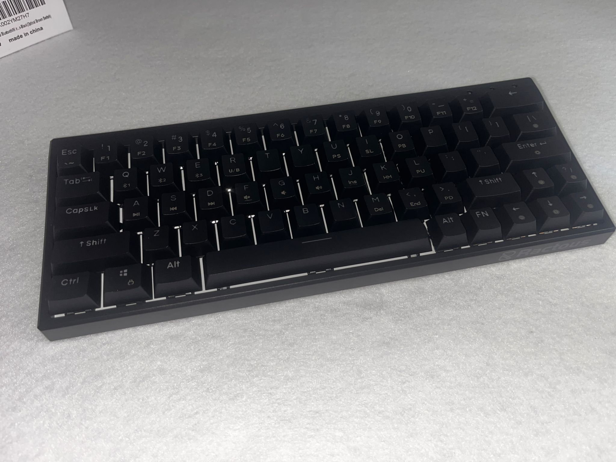 Ractous Design RGB Keyboard  Hot Swappable.  H&J Optical Brown Switches. Bluetooth/Wired.