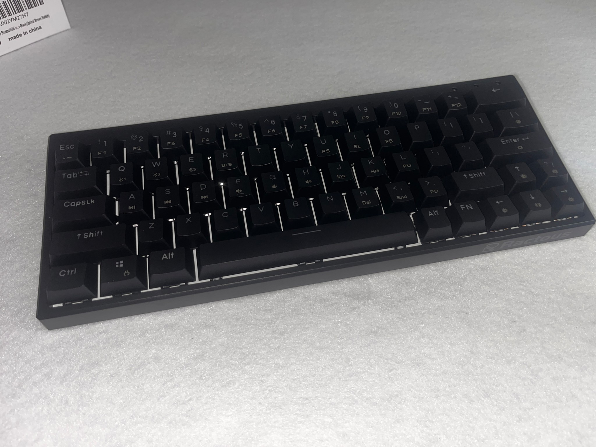 Ractous Design RGB Keyboard  Hot Swappable.  H&J Optical Brown Switches. Bluetooth/Wired.