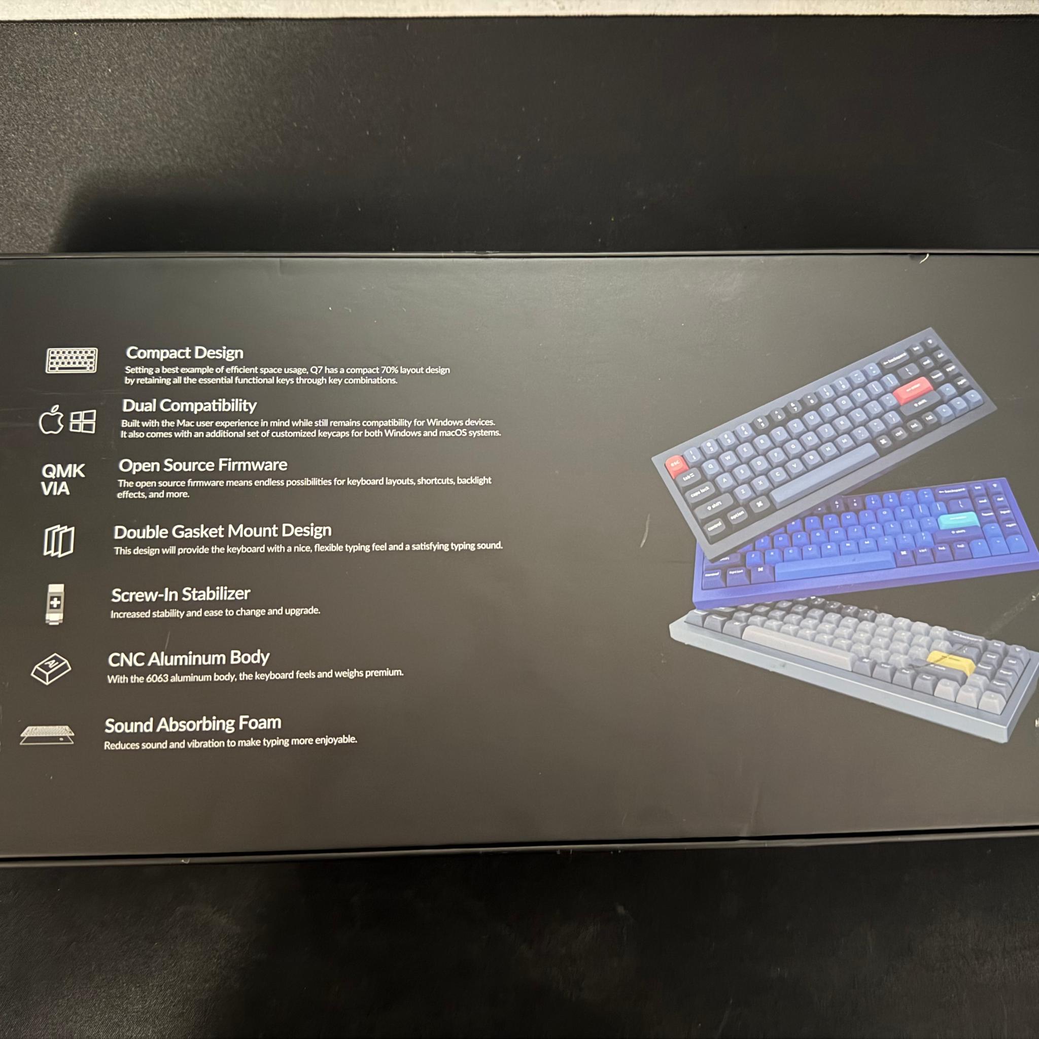 Keychron Q7 QMK Mechanical Keyboard Gateron G Pro Blue/Carbon Black