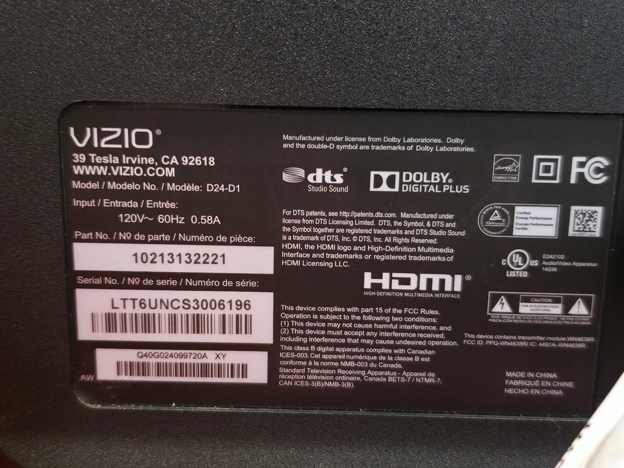 Vizio D-Series 24in Smart TV