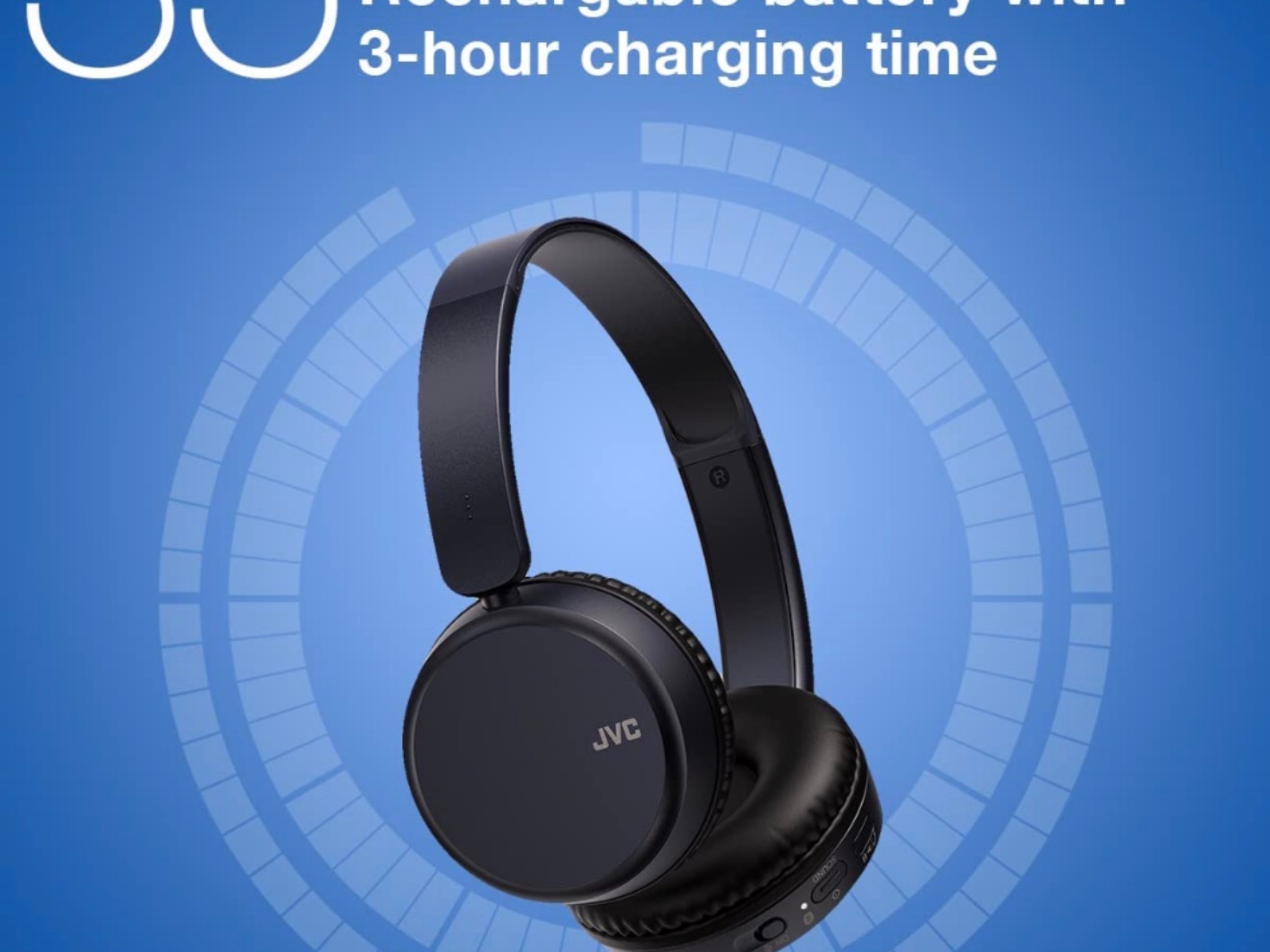 JVC Deep Base Headphones On Ear Wireless Bluetooth HAS36WB
