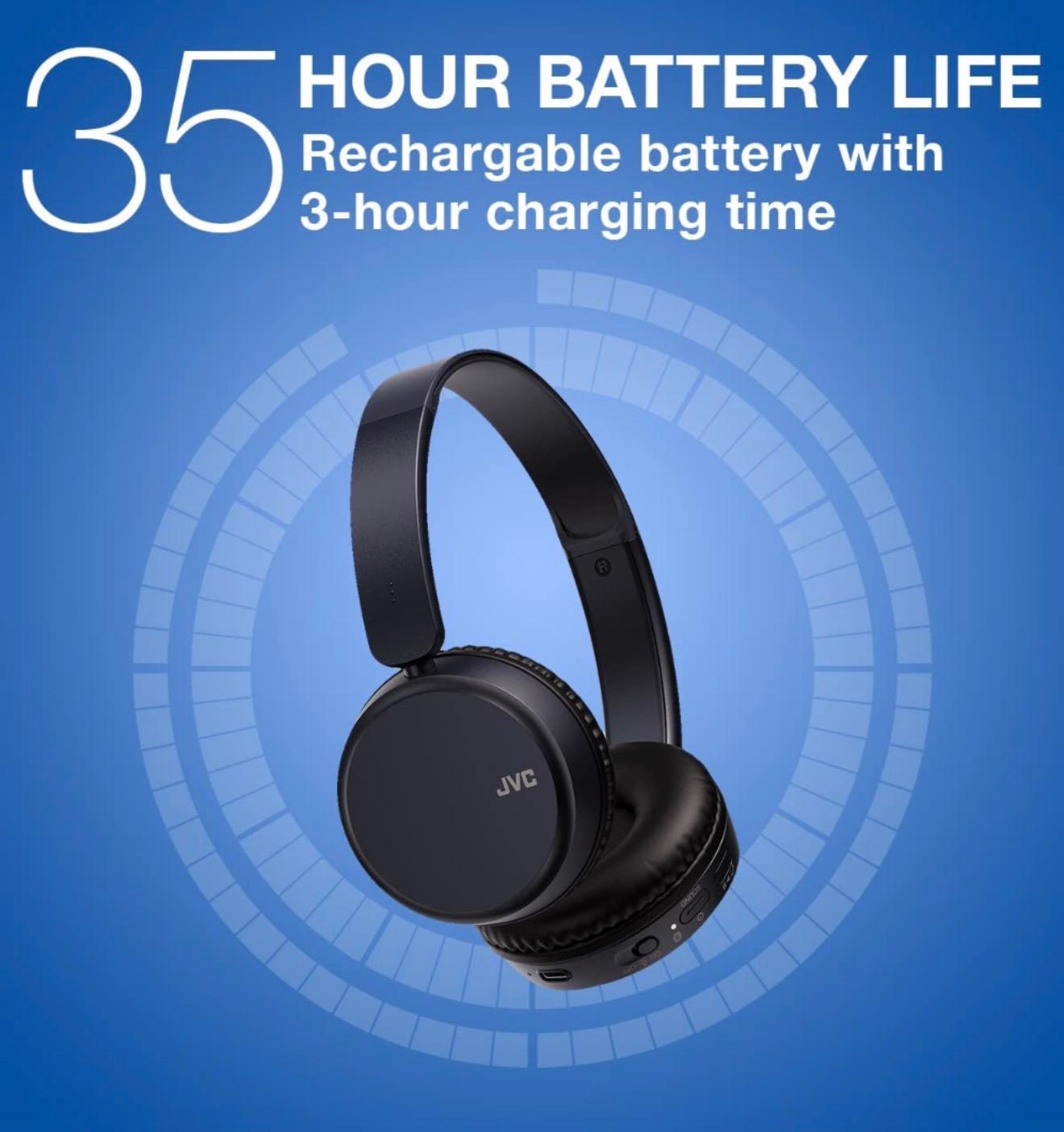 JVC Deep Base Headphones On Ear Wireless Bluetooth HAS36WB