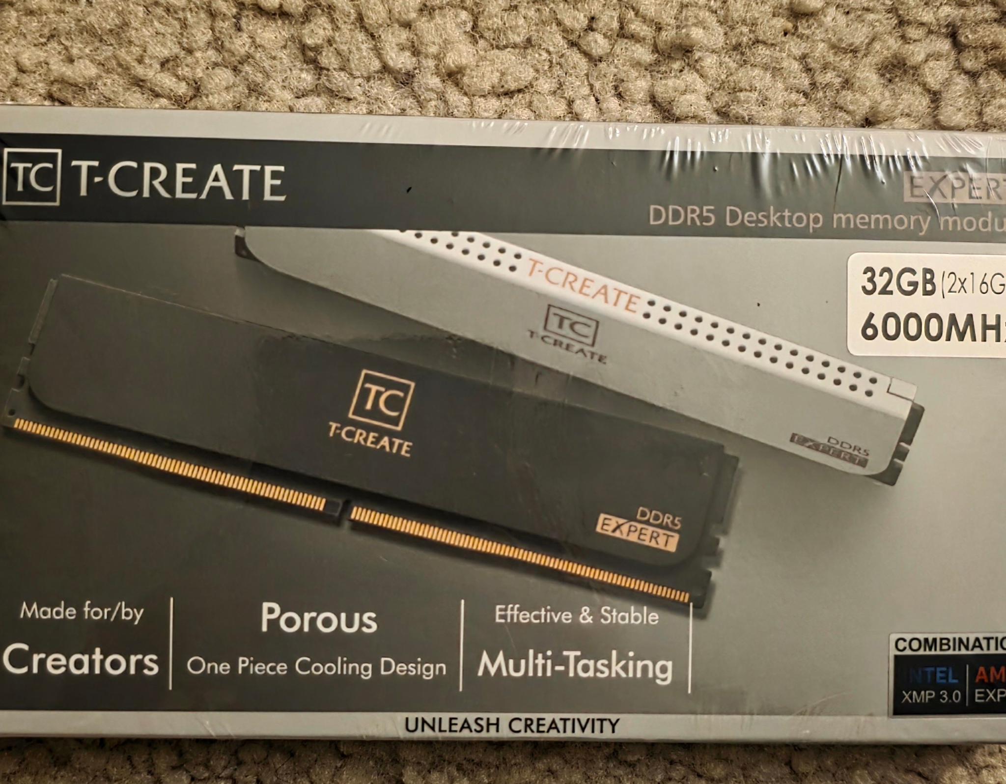 TEAMGROUP T-Create Expert 32GB (2 x 16GB) DDR5 6000MHz CL38-46-46-76 White Brand New Sealed
