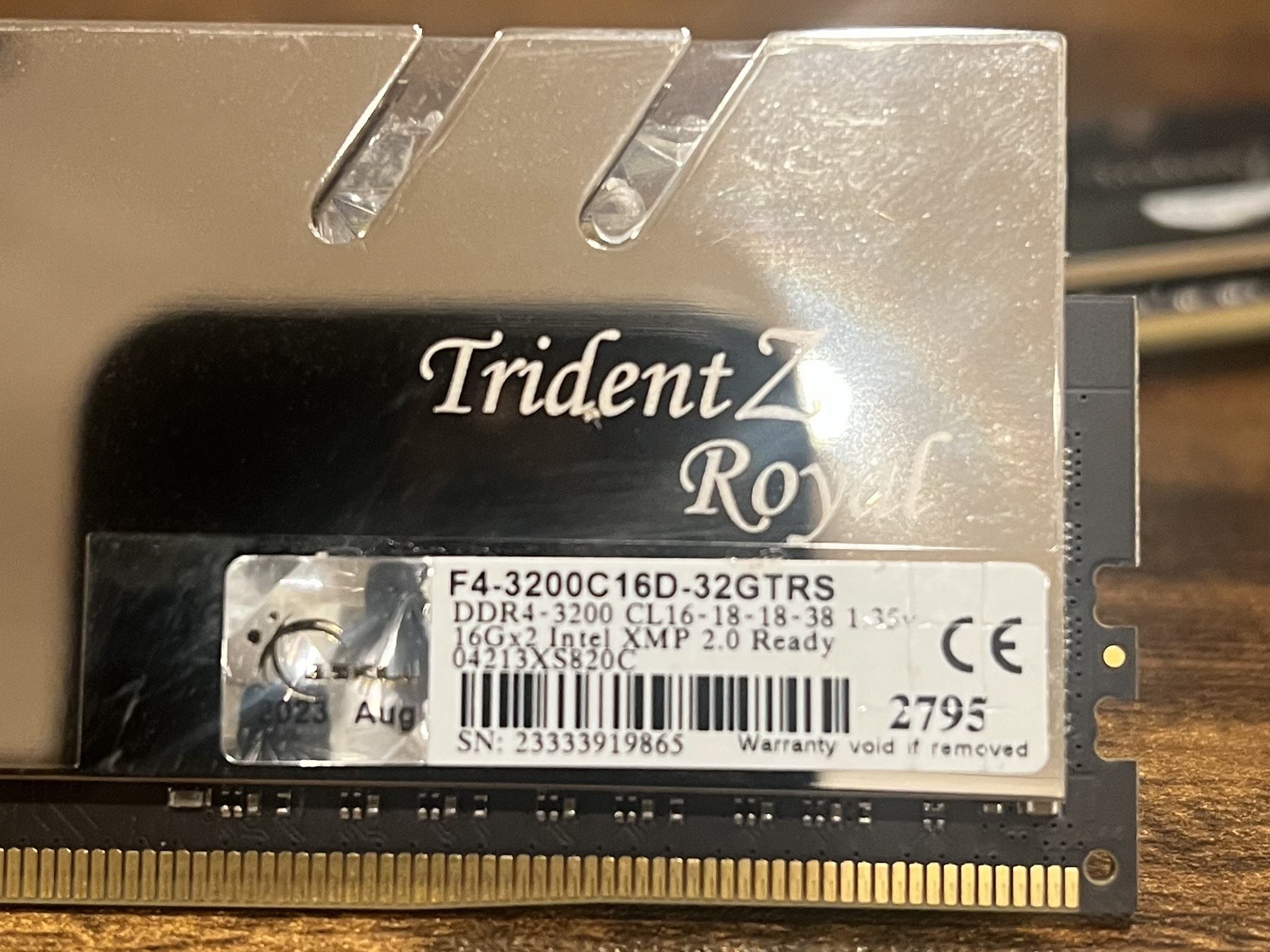 G.SKILL Trident Z Royal Series (XMP) DDR4 RAM 32GB (2x16GB) 3200MT/s CL16-18-18-38