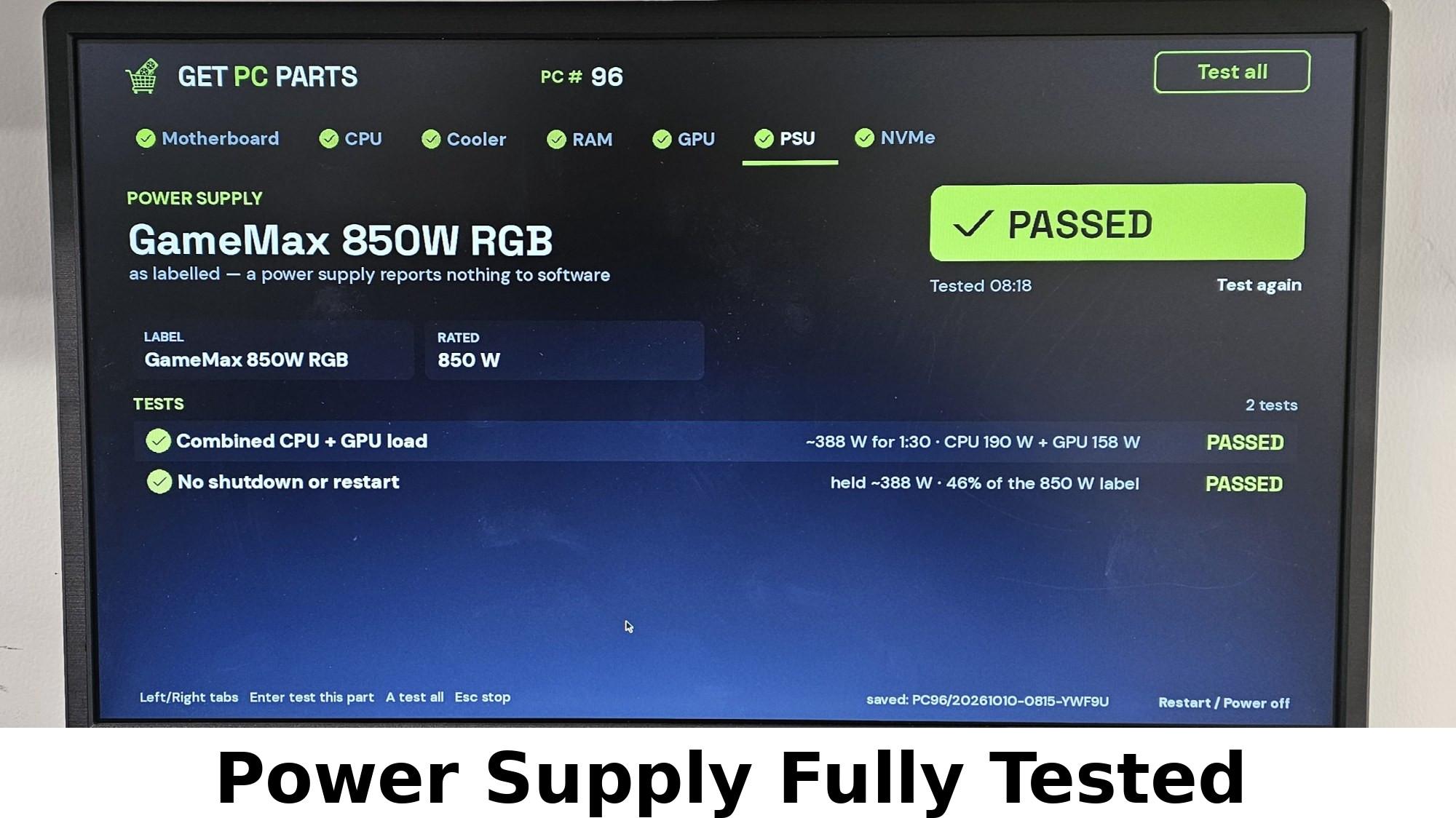 850 Watt PSU GameMax RGB-850 Power Supply