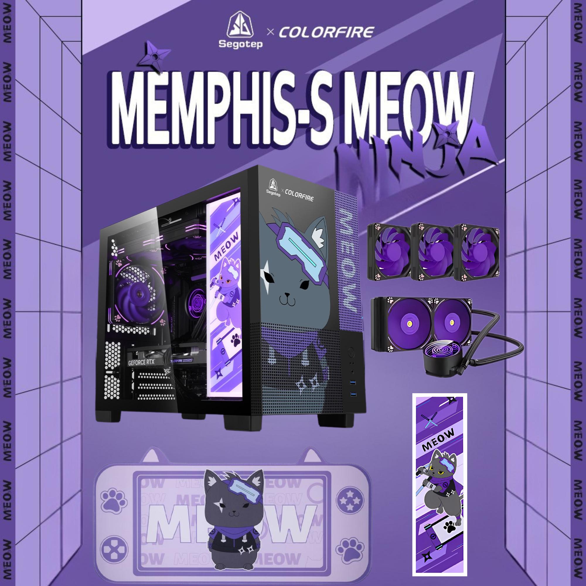 🐾  Memphis-S Meow Ninja Ultimate Combo | Case + 3 RGB Meow Fans + Lightning Panel + Mouse Pad |
