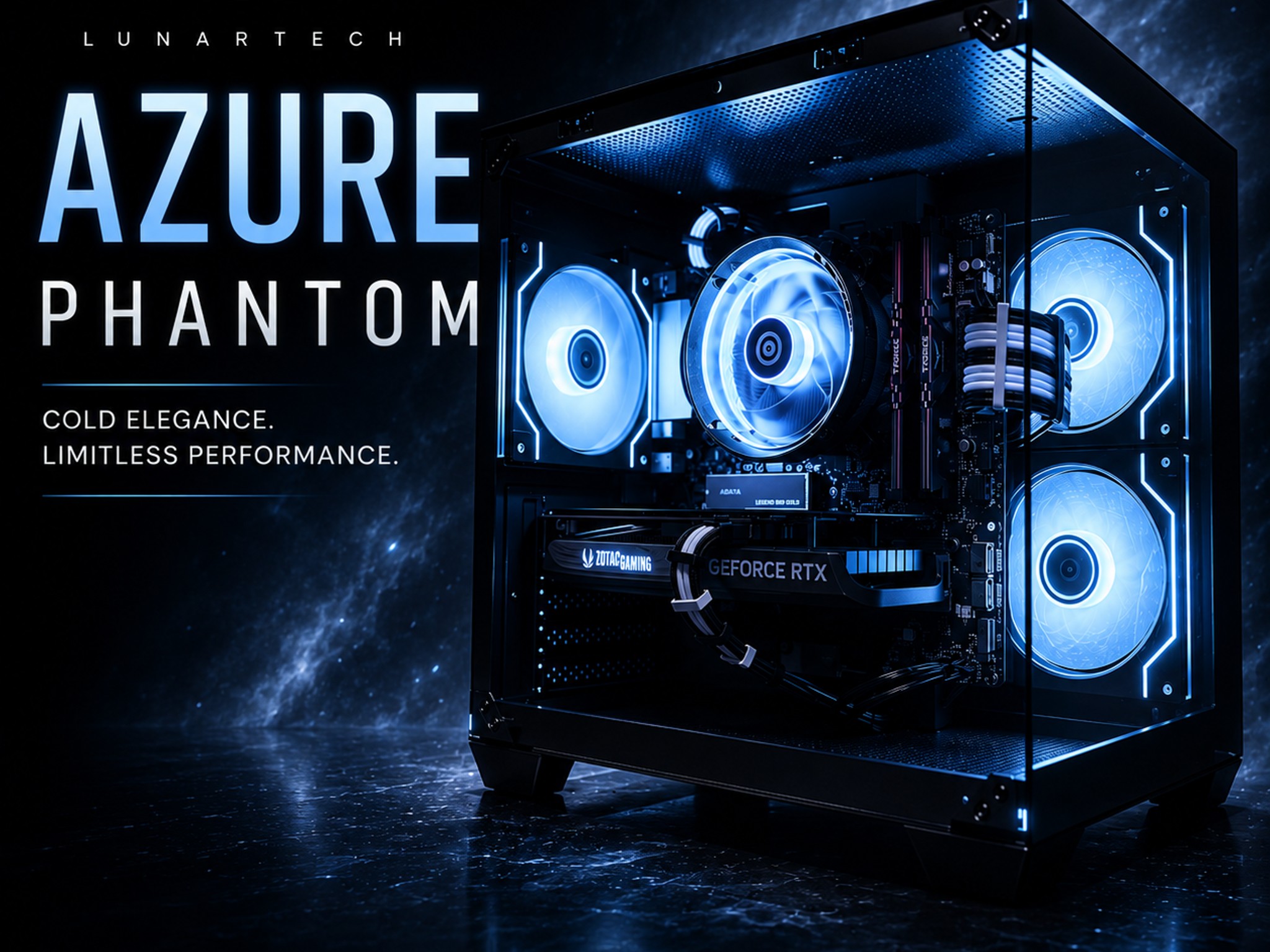 🔵"Azure Phantom"⚫️| 1080p Gaming | RTX 4060 | Ryzen 5 5500 | 32B Ram | 1TB NVMe Storage