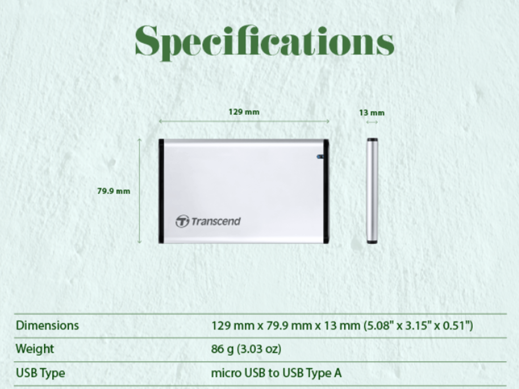 NEW TRANSCEND 2.5” SSD/HDD EXTERNAL ALUMINIUM ENCLOSURE, USB 3.0, One Touch Backup