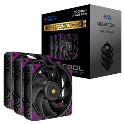 BNIB Super Flower MEGACOOL 120mm Fan, Triple-Pack, PWM, Computer Case Fan (SF-PF121-BK_3P)