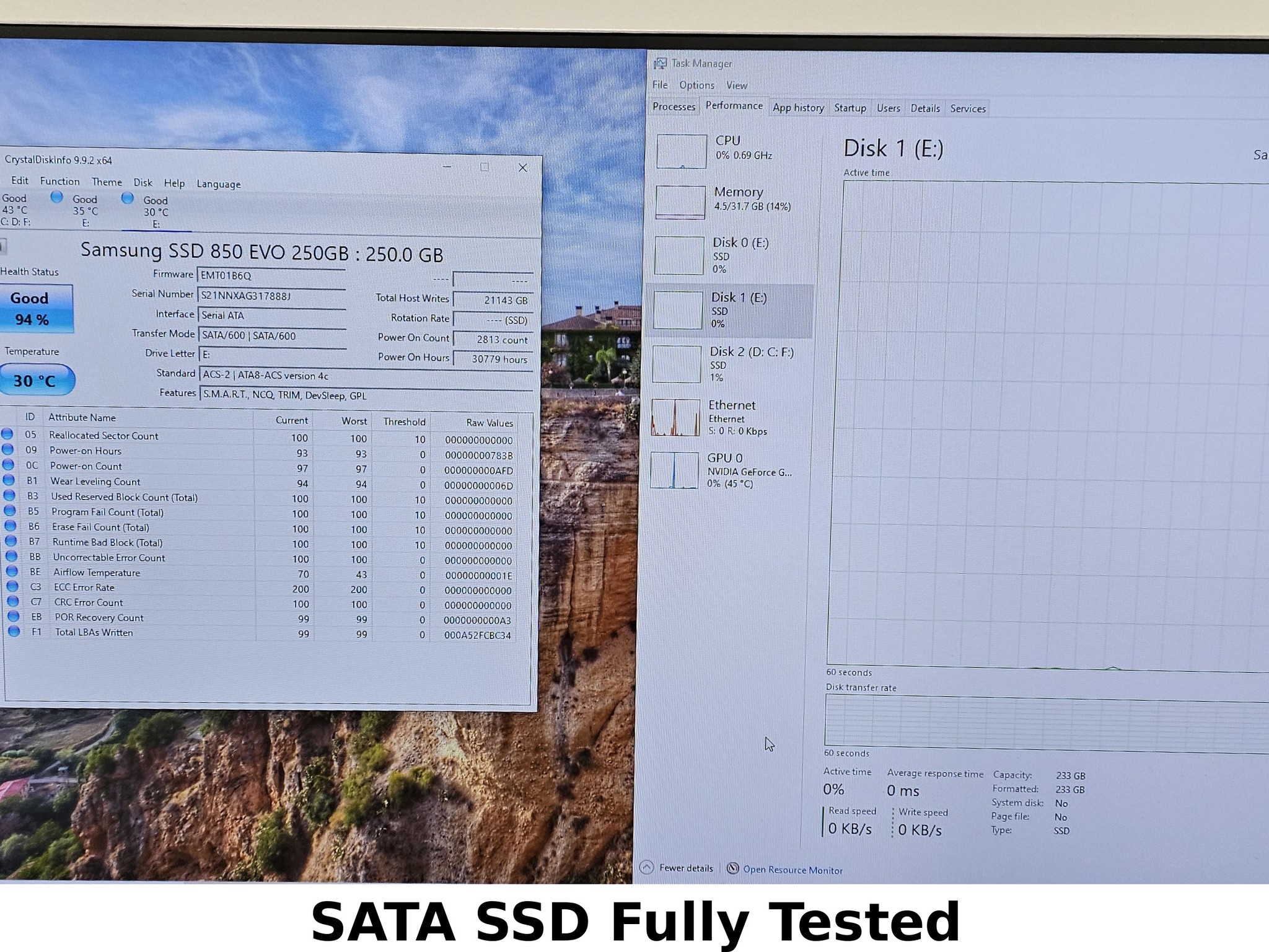 250GB 2.5" SATA SSD Samsung 850 EVO