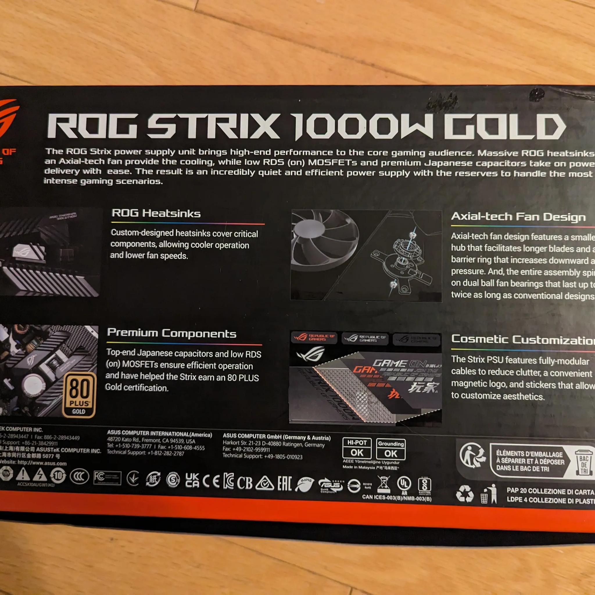New Unused Open RoG Strix 1000W PSU For Sale!