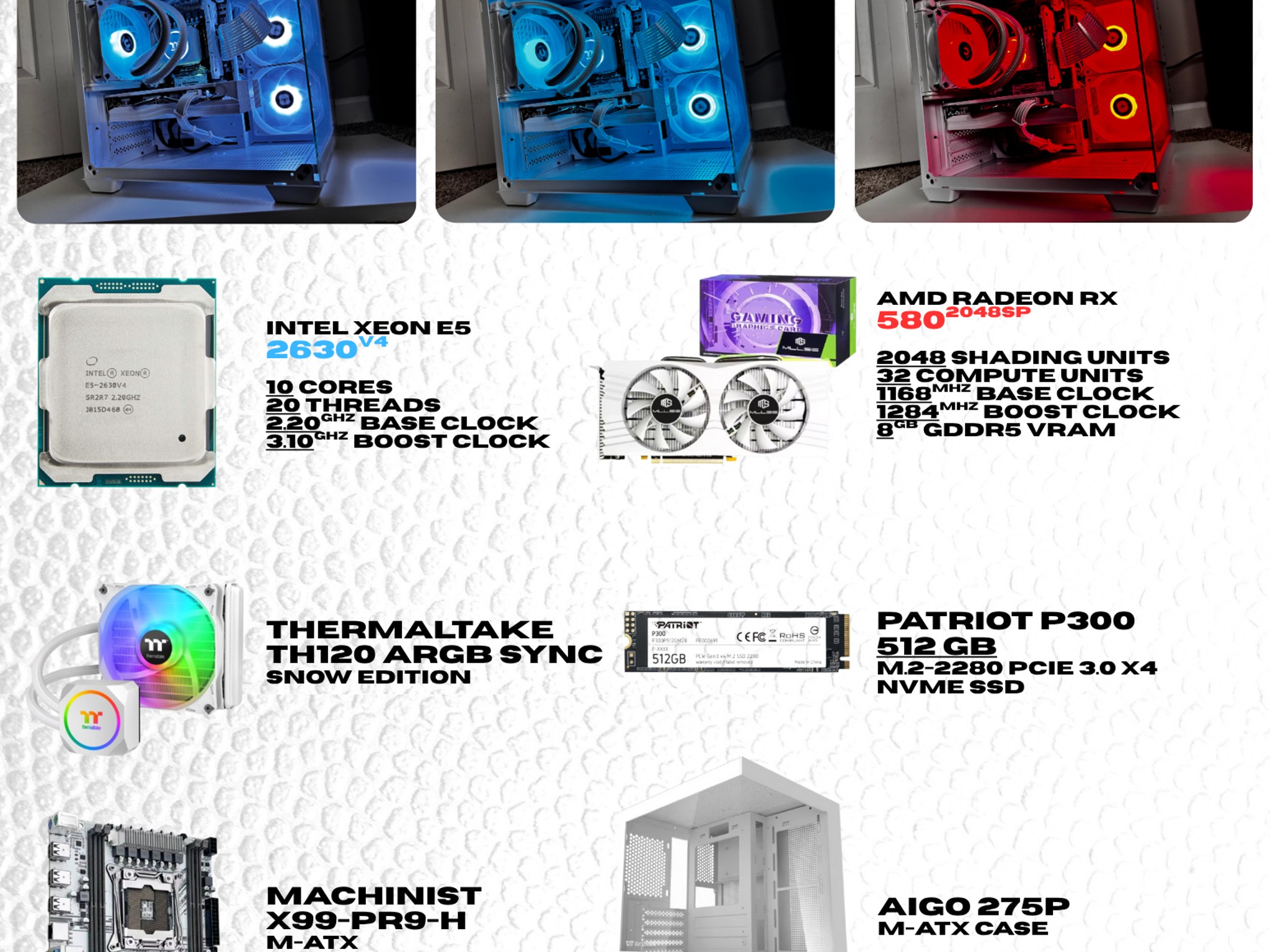 💧⚪ALL WHITE LIQUID COOLED PC⚪💧 - RX 580 8GB + 10 CORE INTEL + 32GB RAM🔥