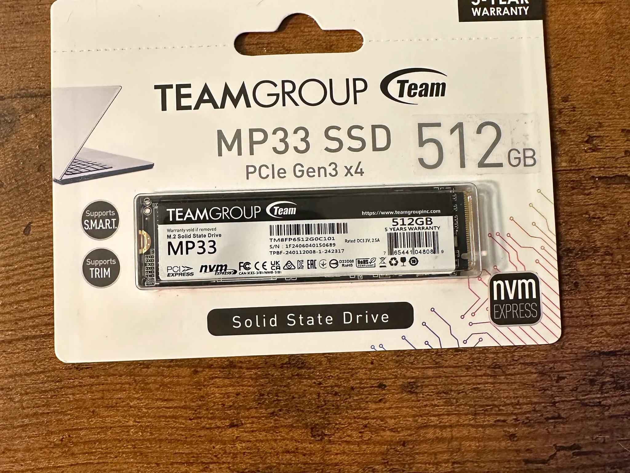 Team Group MP33 M.2 2280 512GB PCIe 3.0 x4 with NVMe 1.3 3D NAND Internal Solid State Drive