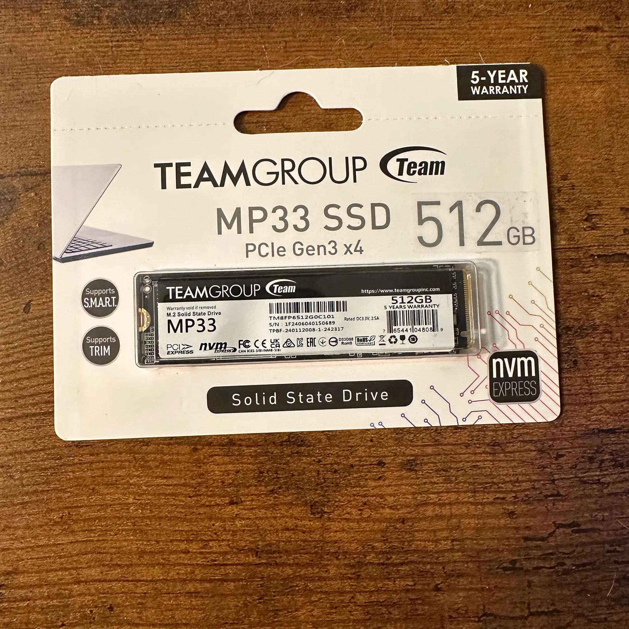 Team Group MP33 M.2 2280 512GB PCIe 3.0 x4 with NVMe 1.3 3D NAND Internal Solid State Drive