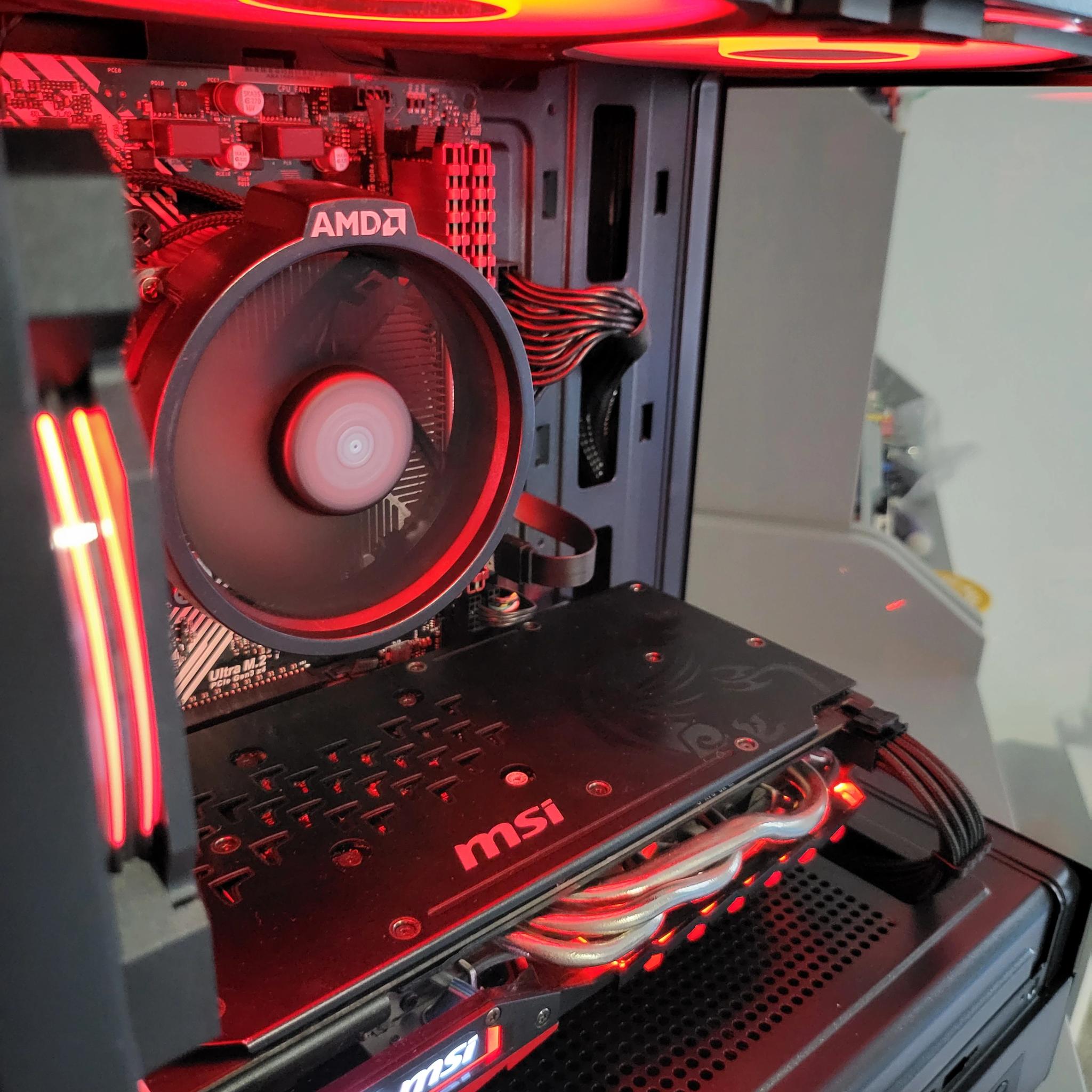 Red/Black Gaming PC! Ryzen 5 | Radeon RX | 16GB | 1TB | Wi-Fi BT | ARGB | 500W 80+ Gold