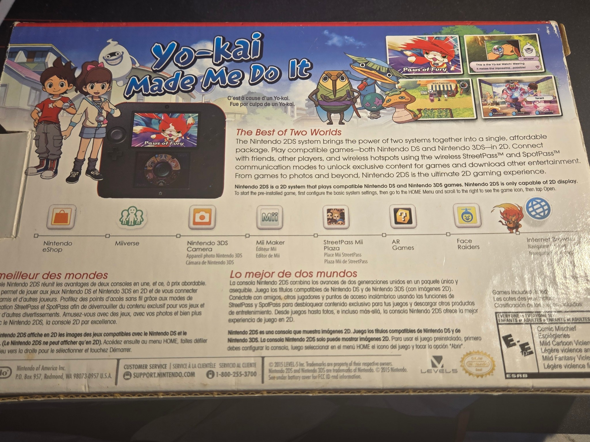 CUSTOM USED Nintendo 2DS Black/Red Handheld Console, Yo-Kai Watch Edition