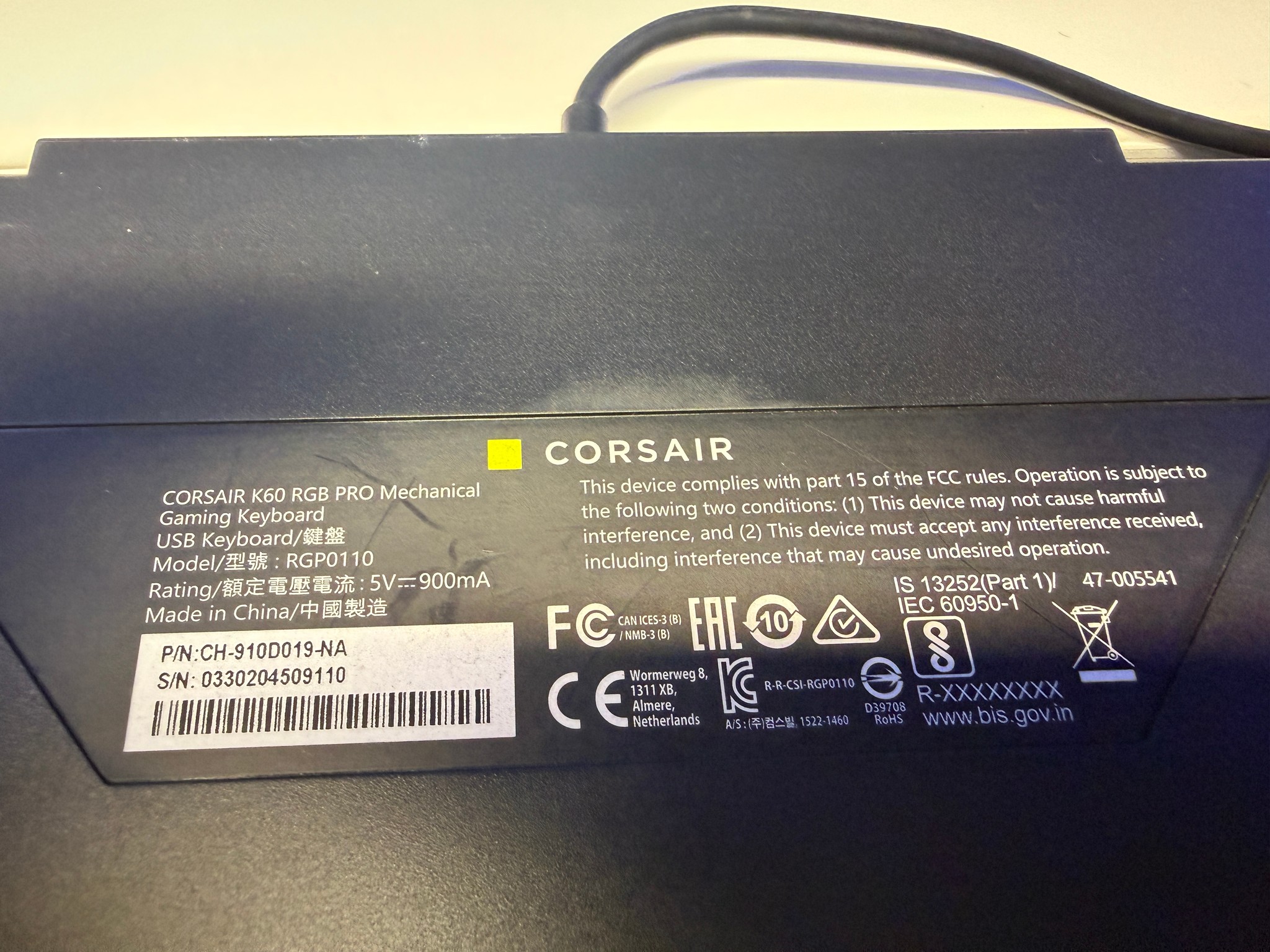 CORSAIR K60 RGB PRO Wired Mechanical Gaming Keyboard - Black