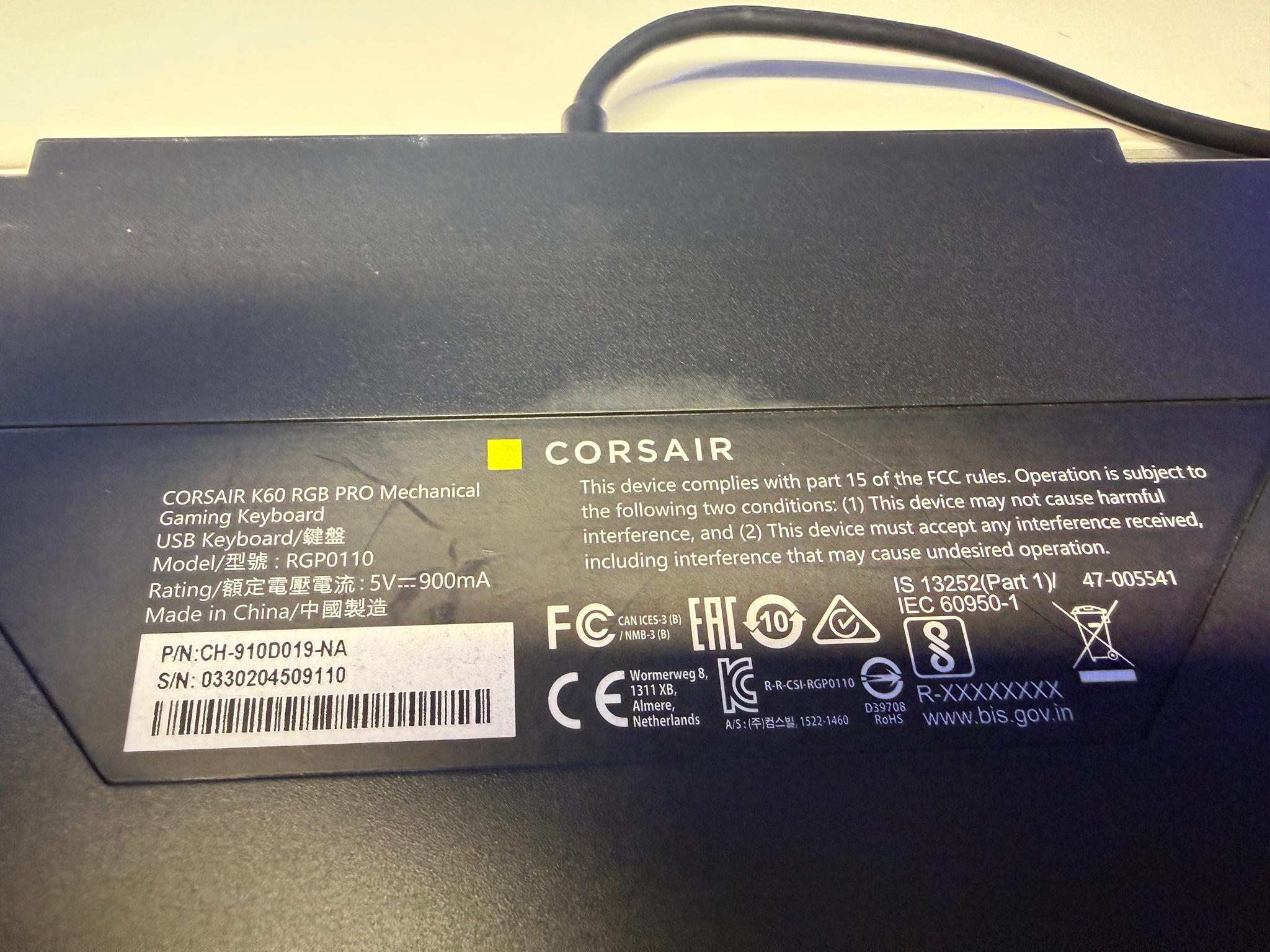 CORSAIR K60 RGB PRO Wired Mechanical Gaming Keyboard - Black