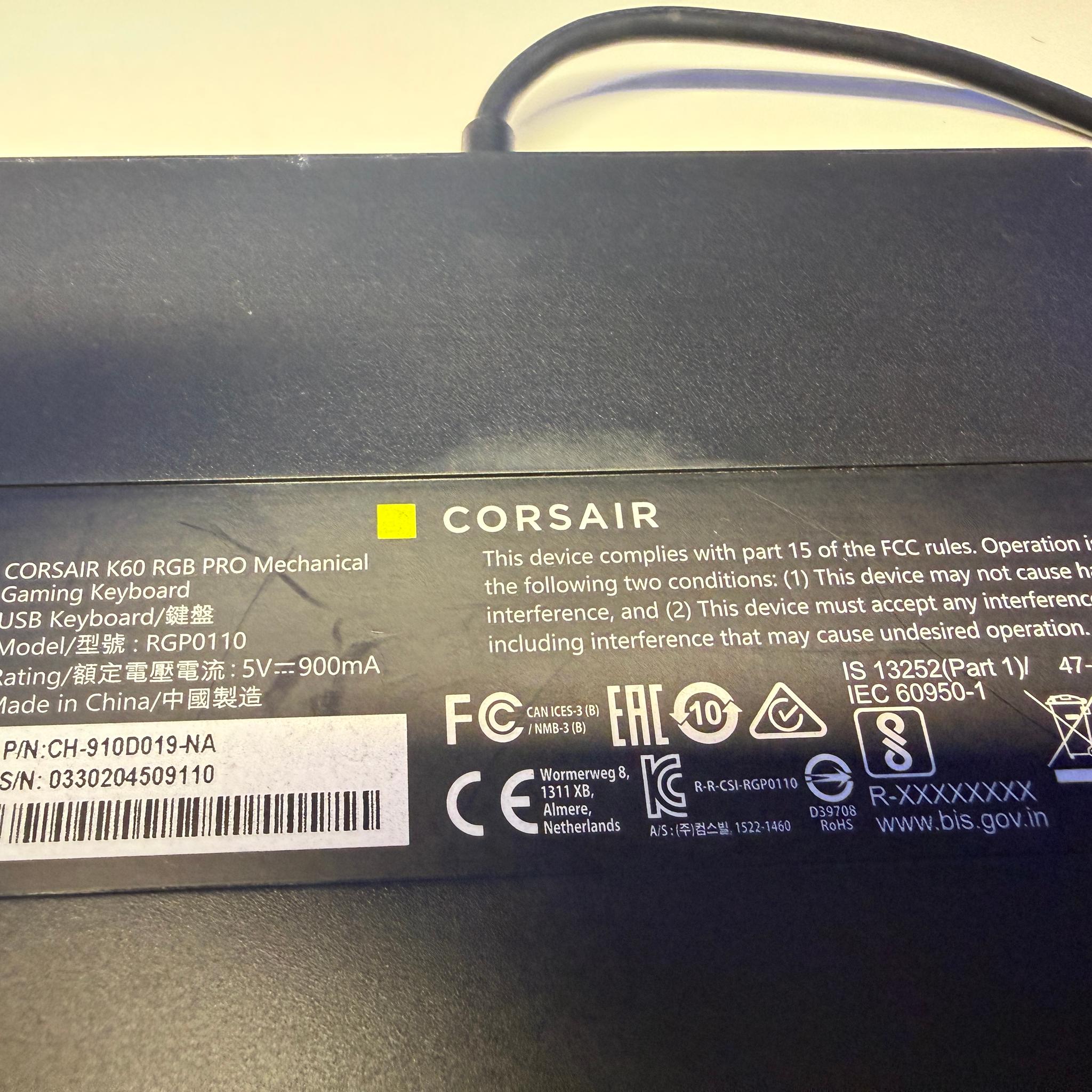 CORSAIR K60 RGB PRO Wired Mechanical Gaming Keyboard - Black