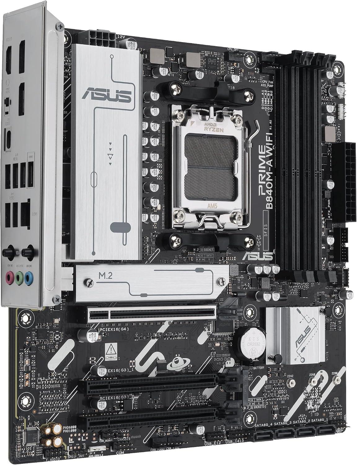 ASUS PRIME B840M-A WIFI AMD B840 AM5 DDR5 MicroATX Desktop Motherboard