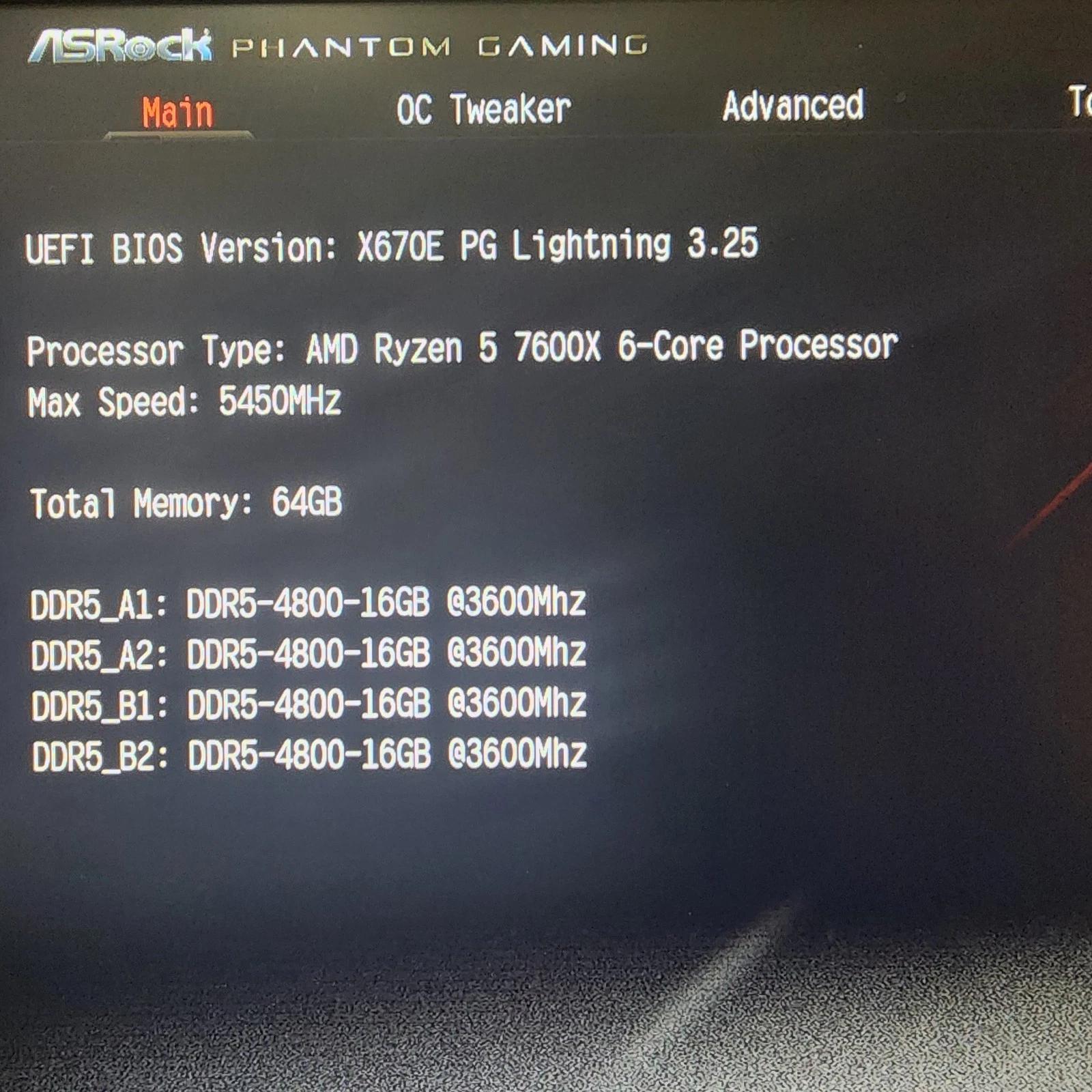 UPDATED BIOS ASRock X670E PG Lightning DDR5 AM5 ATX Motherboard