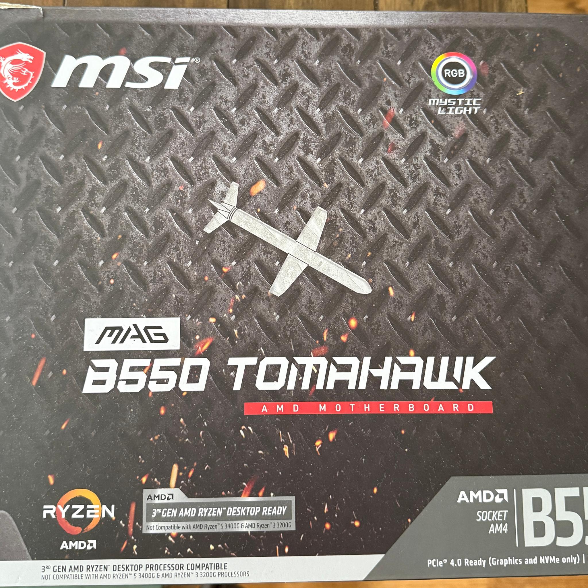 MSI MAG B550 Tomahawk Motherboard. Used. Pulled from working system. Runs Great.